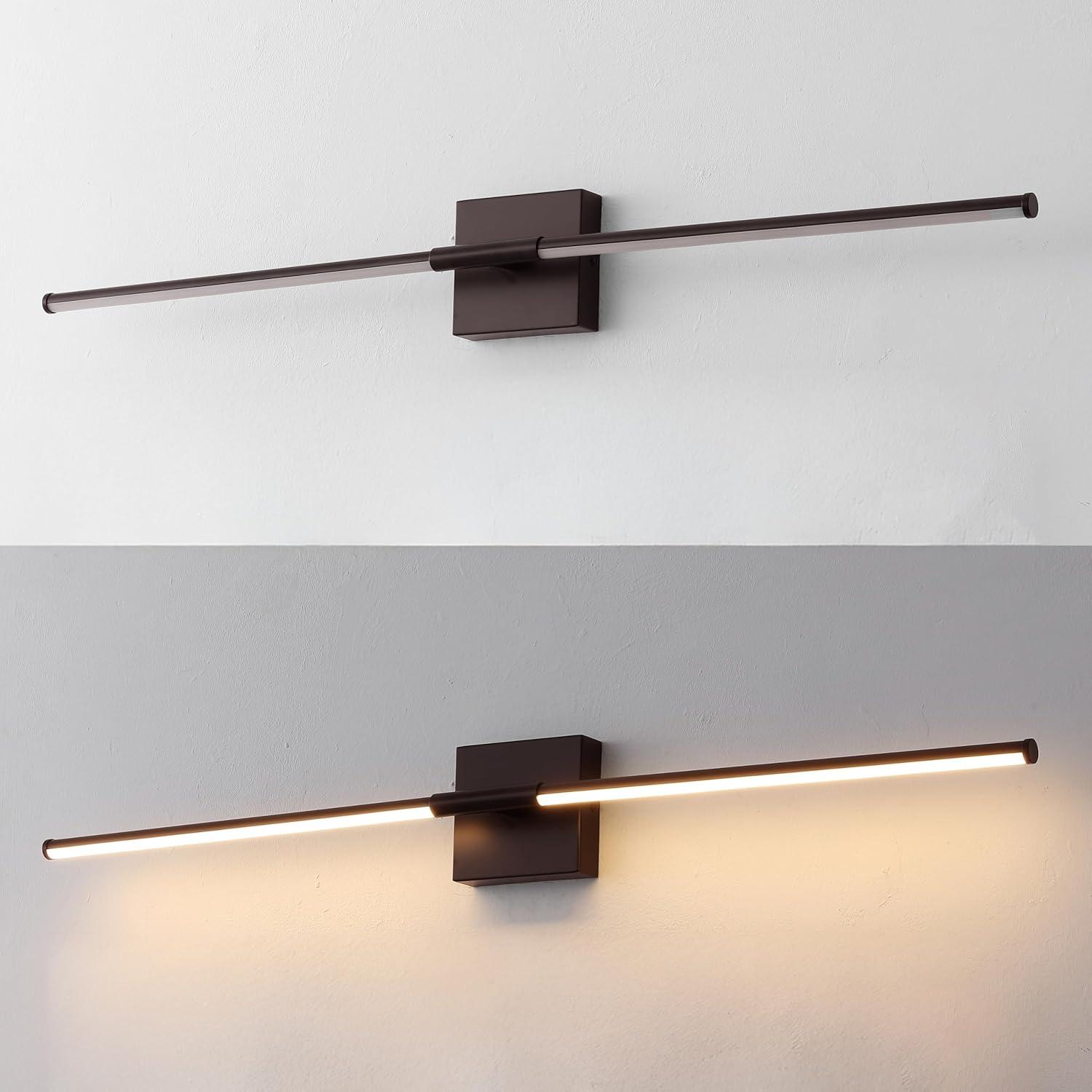 imageJONATHAN Y JYL7022B Makena 28quot Dimmable Integrated LED Metal Wall Sconce MinimalisticModernContemporary 3000K LED Bulbs for Bedroom Living Room Bathroom Hallway GoldOilRubbed Bronze