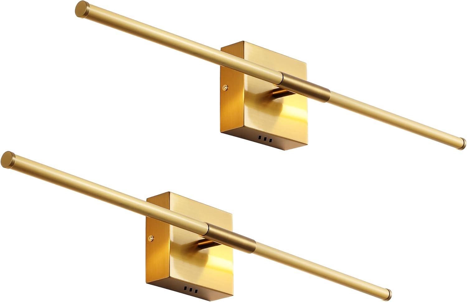 imageJONATHAN Y JYL7022B Makena 28quot Dimmable Integrated LED Metal Wall Sconce MinimalisticModernContemporary 3000K LED Bulbs for Bedroom Living Room Bathroom Hallway GoldGold