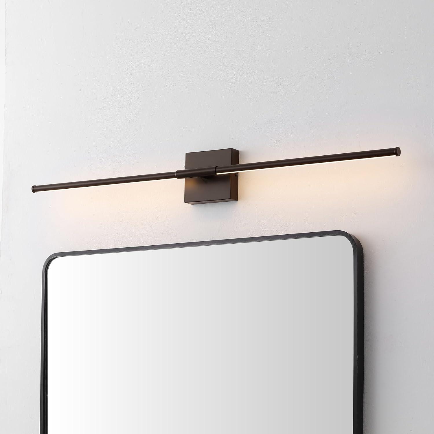 imageJONATHAN Y JYL7022B Makena 28quot Dimmable Integrated LED Metal Wall Sconce MinimalisticModernContemporary 3000K LED Bulbs for Bedroom Living Room Bathroom Hallway GoldOilRubbed Bronze