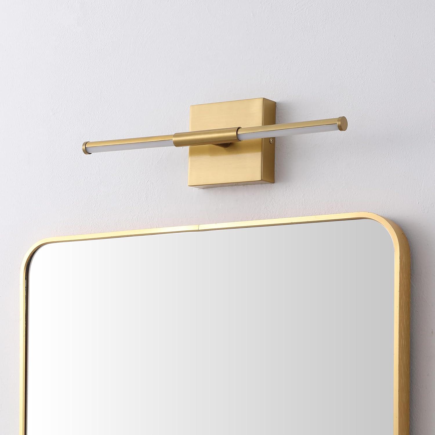 imageJONATHAN Y JYL7022B Makena 28quot Dimmable Integrated LED Metal Wall Sconce MinimalisticModernContemporary 3000K LED Bulbs for Bedroom Living Room Bathroom Hallway GoldBrass Gold