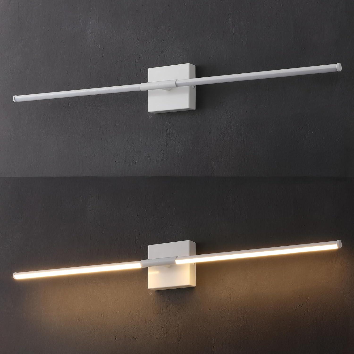 imageJONATHAN Y JYL7022B Makena 28quot Dimmable Integrated LED Metal Wall Sconce MinimalisticModernContemporary 3000K LED Bulbs for Bedroom Living Room Bathroom Hallway GoldWhite