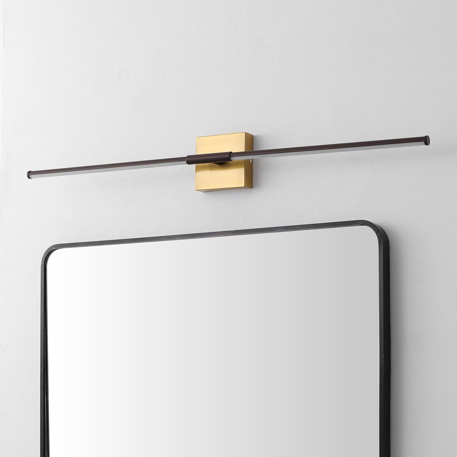 imageJONATHAN Y JYL7022B Makena 28quot Dimmable Integrated LED Metal Wall Sconce MinimalisticModernContemporary 3000K LED Bulbs for Bedroom Living Room Bathroom Hallway GoldOil Rubbed BronzeBrass Gold