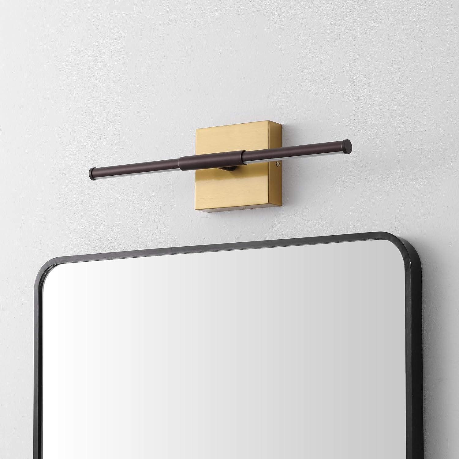 imageJONATHAN Y JYL7022B Makena 28quot Dimmable Integrated LED Metal Wall Sconce MinimalisticModernContemporary 3000K LED Bulbs for Bedroom Living Room Bathroom Hallway GoldOil Rubbed BronzeBrass Gold