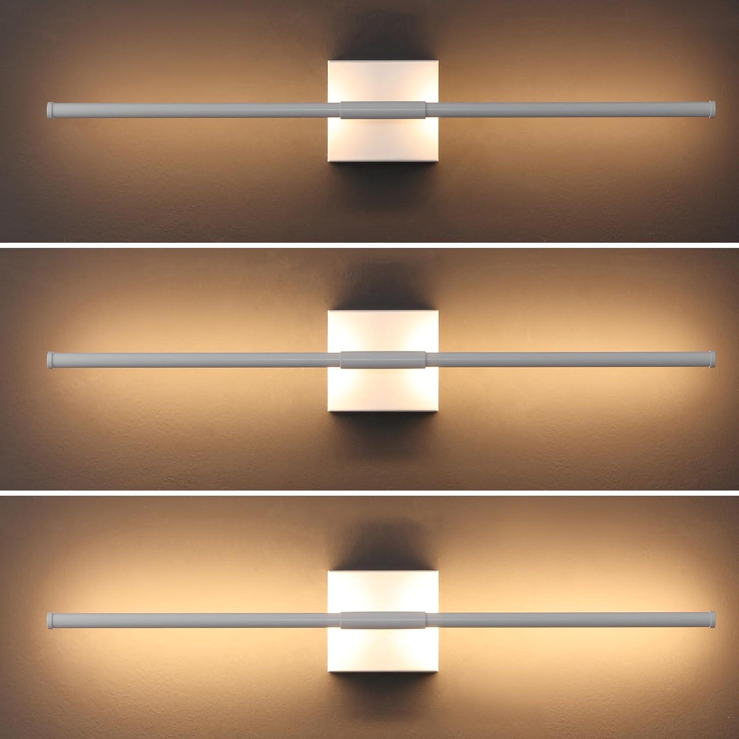 imageJONATHAN Y JYL7022B Makena 28quot Dimmable Integrated LED Metal Wall Sconce MinimalisticModernContemporary 3000K LED Bulbs for Bedroom Living Room Bathroom Hallway GoldWhite