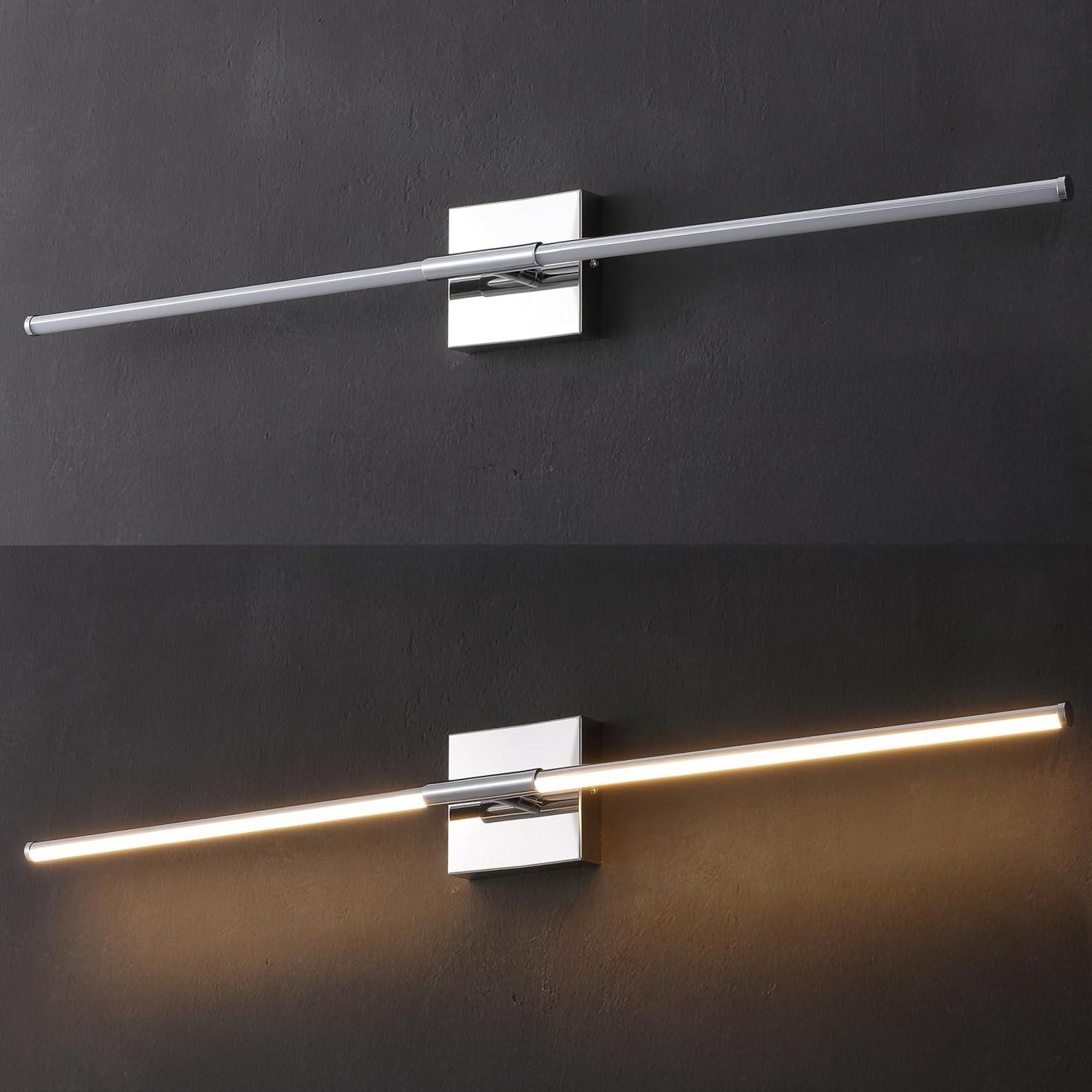 imageJONATHAN Y JYL7022B Makena 28quot Dimmable Integrated LED Metal Wall Sconce MinimalisticModernContemporary 3000K LED Bulbs for Bedroom Living Room Bathroom Hallway GoldChrome