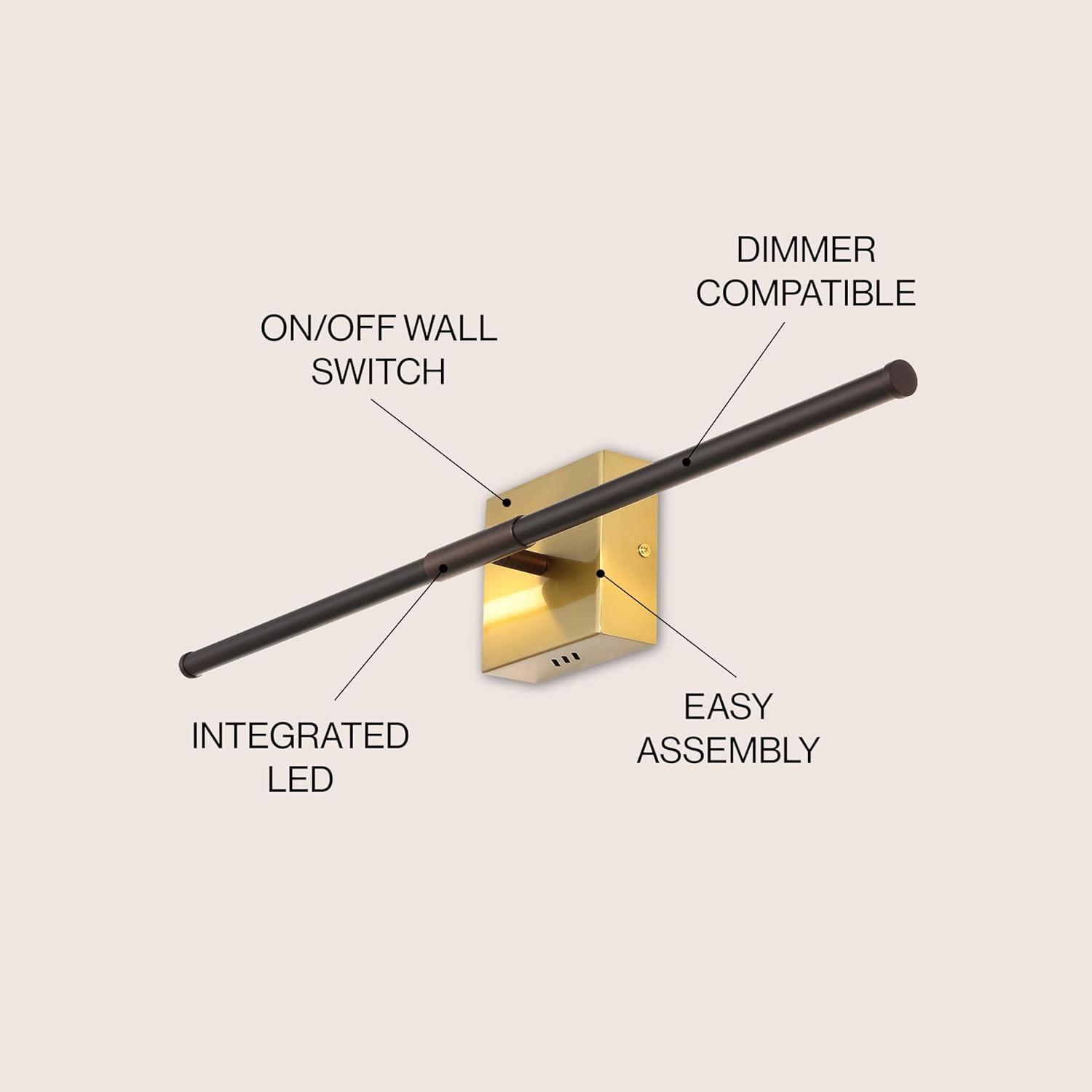 imageJONATHAN Y JYL7022B Makena 28quot Dimmable Integrated LED Metal Wall Sconce MinimalisticModernContemporary 3000K LED Bulbs for Bedroom Living Room Bathroom Hallway GoldOil Rubbed BronzeBrass Gold