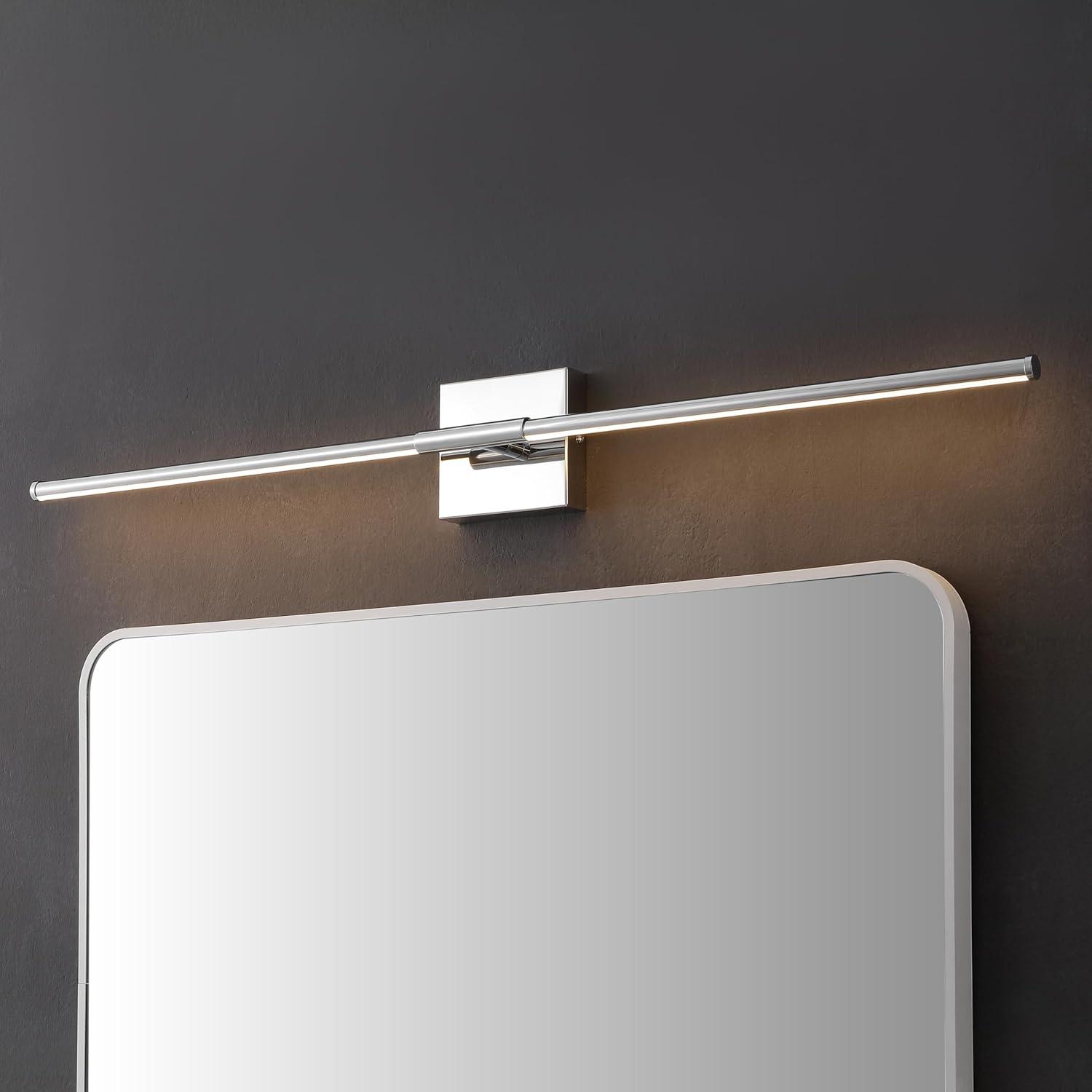 imageJONATHAN Y JYL7022B Makena 28quot Dimmable Integrated LED Metal Wall Sconce MinimalisticModernContemporary 3000K LED Bulbs for Bedroom Living Room Bathroom Hallway GoldChrome