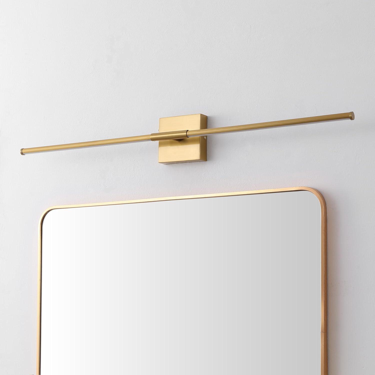 imageJONATHAN Y JYL7022B Makena 28quot Dimmable Integrated LED Metal Wall Sconce MinimalisticModernContemporary 3000K LED Bulbs for Bedroom Living Room Bathroom Hallway GoldBrass Gold