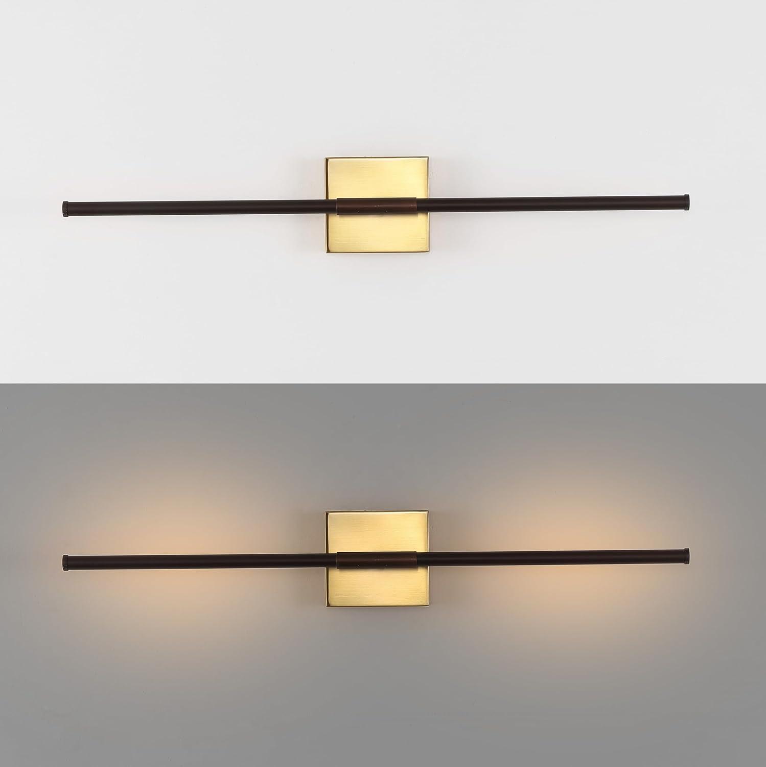 imageJONATHAN Y JYL7022B Makena 28quot Dimmable Integrated LED Metal Wall Sconce MinimalisticModernContemporary 3000K LED Bulbs for Bedroom Living Room Bathroom Hallway GoldOil Rubbed BronzeBrass Gold