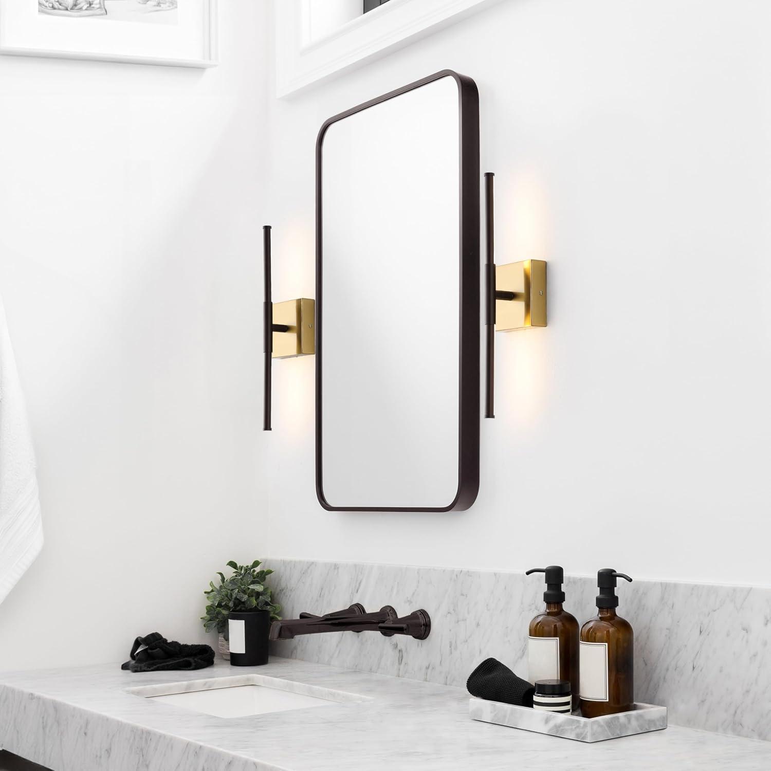 imageJONATHAN Y JYL7022B Makena 28quot Dimmable Integrated LED Metal Wall Sconce MinimalisticModernContemporary 3000K LED Bulbs for Bedroom Living Room Bathroom Hallway GoldOil Rubbed BronzeBrass Gold