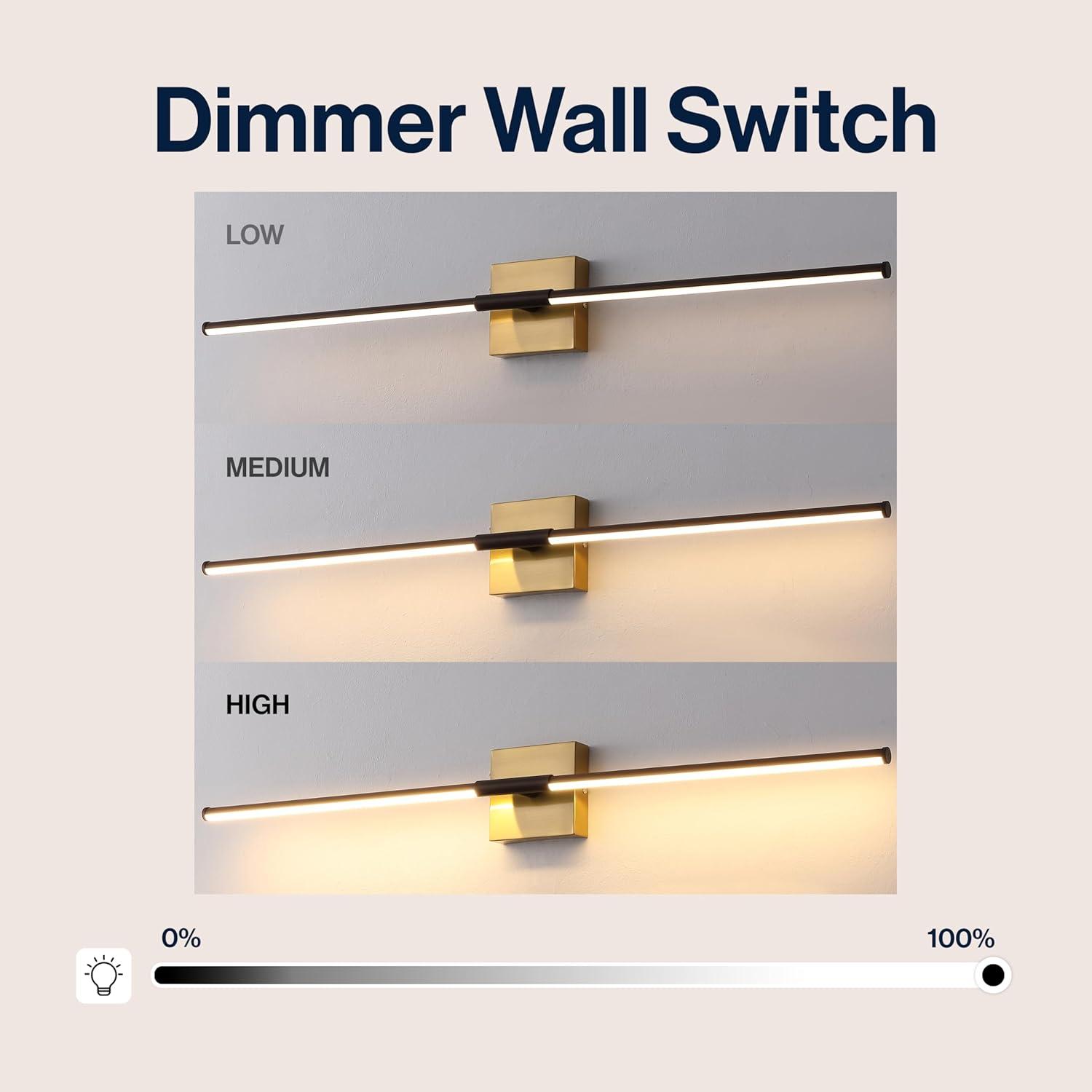 imageJONATHAN Y JYL7022B Makena 28quot Dimmable Integrated LED Metal Wall Sconce MinimalisticModernContemporary 3000K LED Bulbs for Bedroom Living Room Bathroom Hallway GoldOil Rubbed BronzeBrass Gold