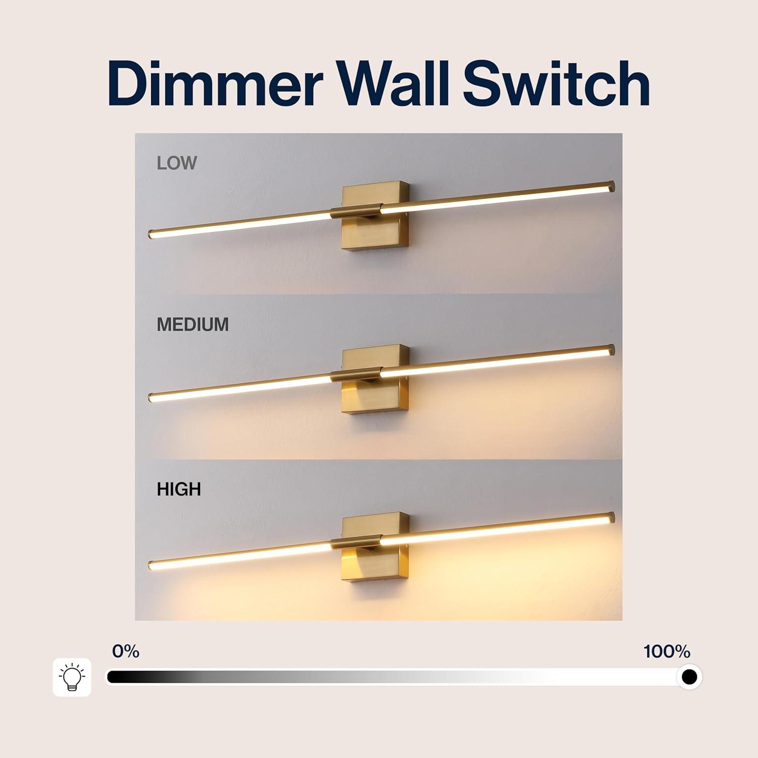 imageJONATHAN Y JYL7022B Makena 28quot Dimmable Integrated LED Metal Wall Sconce MinimalisticModernContemporary 3000K LED Bulbs for Bedroom Living Room Bathroom Hallway GoldBrass Gold