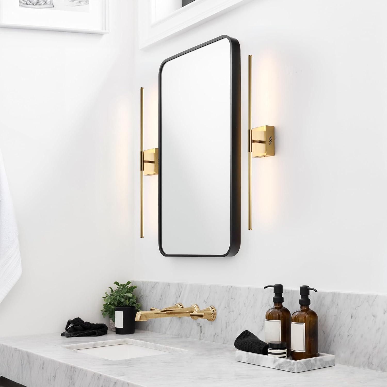 imageJONATHAN Y JYL7022B Makena 28quot Dimmable Integrated LED Metal Wall Sconce MinimalisticModernContemporary 3000K LED Bulbs for Bedroom Living Room Bathroom Hallway GoldGold