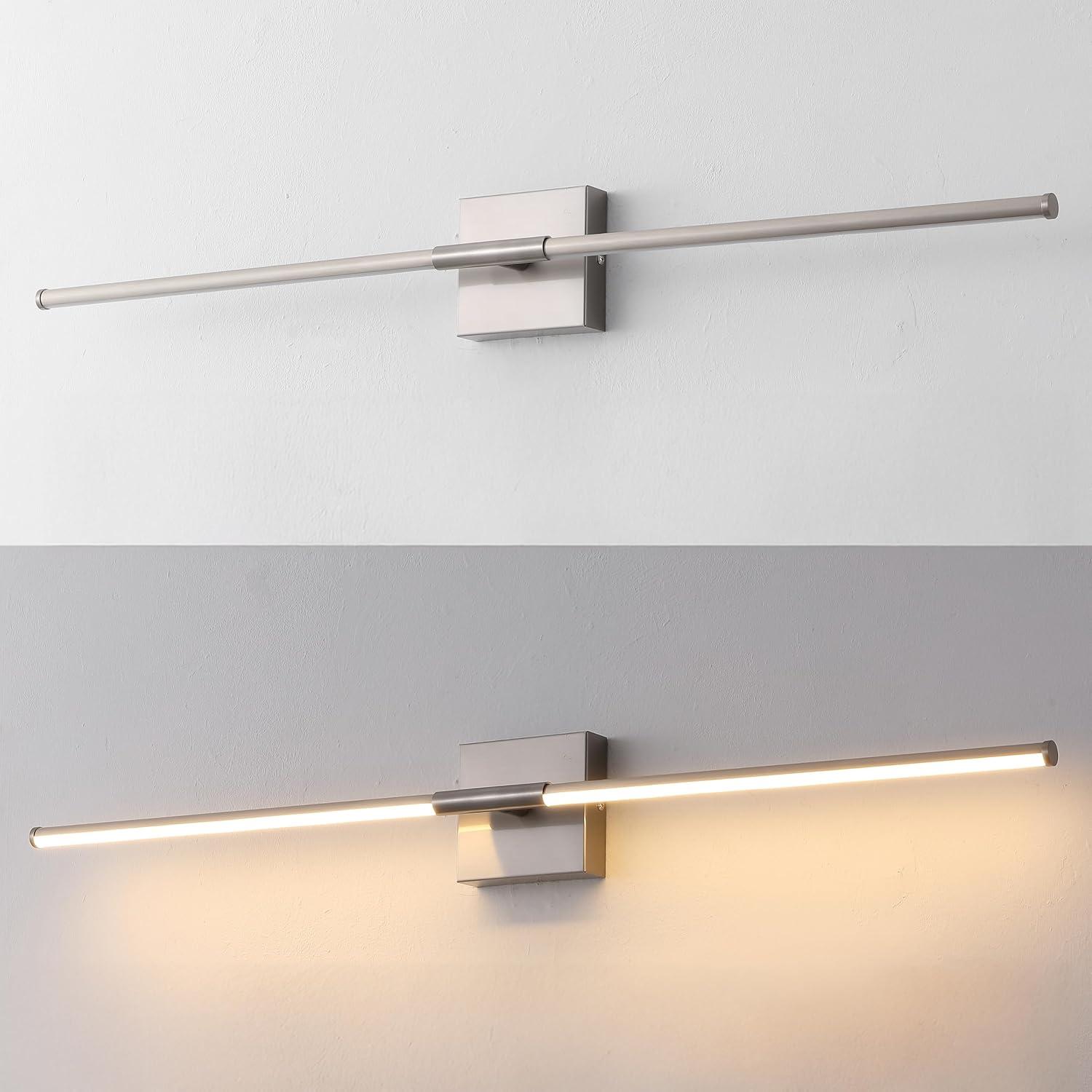 imageJONATHAN Y JYL7022B Makena 28quot Dimmable Integrated LED Metal Wall Sconce MinimalisticModernContemporary 3000K LED Bulbs for Bedroom Living Room Bathroom Hallway GoldNickel