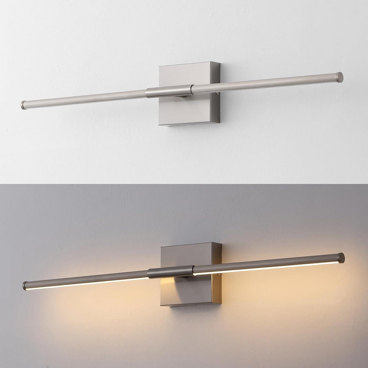 imageJONATHAN Y JYL7022B Makena 28quot Dimmable Integrated LED Metal Wall Sconce MinimalisticModernContemporary 3000K LED Bulbs for Bedroom Living Room Bathroom Hallway GoldNickel