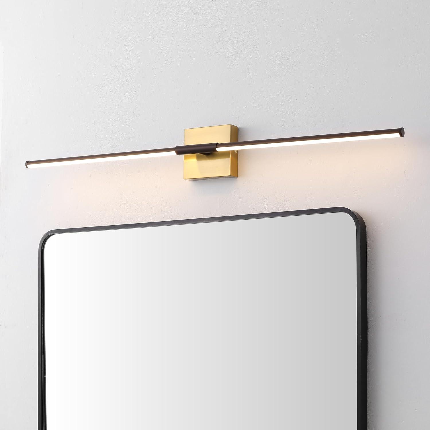 imageJONATHAN Y JYL7022B Makena 28quot Dimmable Integrated LED Metal Wall Sconce MinimalisticModernContemporary 3000K LED Bulbs for Bedroom Living Room Bathroom Hallway GoldOil Rubbed BronzeBrass Gold