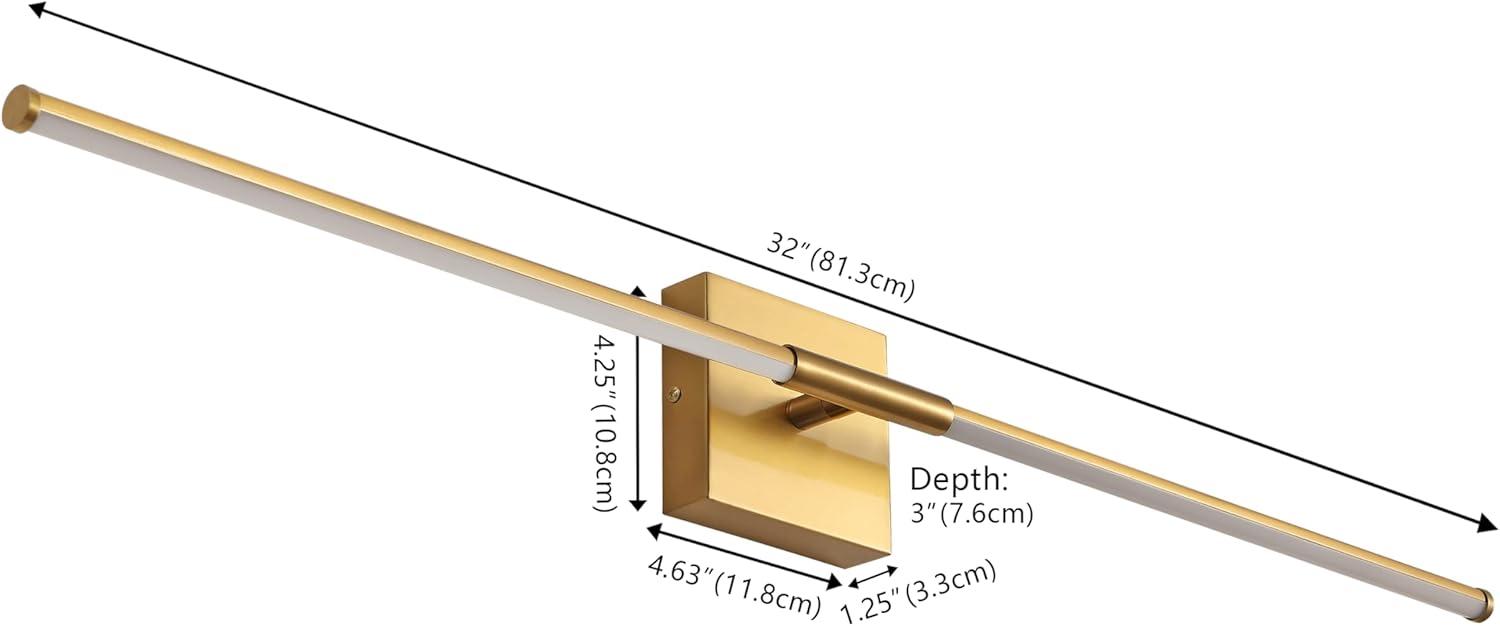 imageJONATHAN Y JYL7022B Makena 28quot Dimmable Integrated LED Metal Wall Sconce MinimalisticModernContemporary 3000K LED Bulbs for Bedroom Living Room Bathroom Hallway GoldBrass Gold