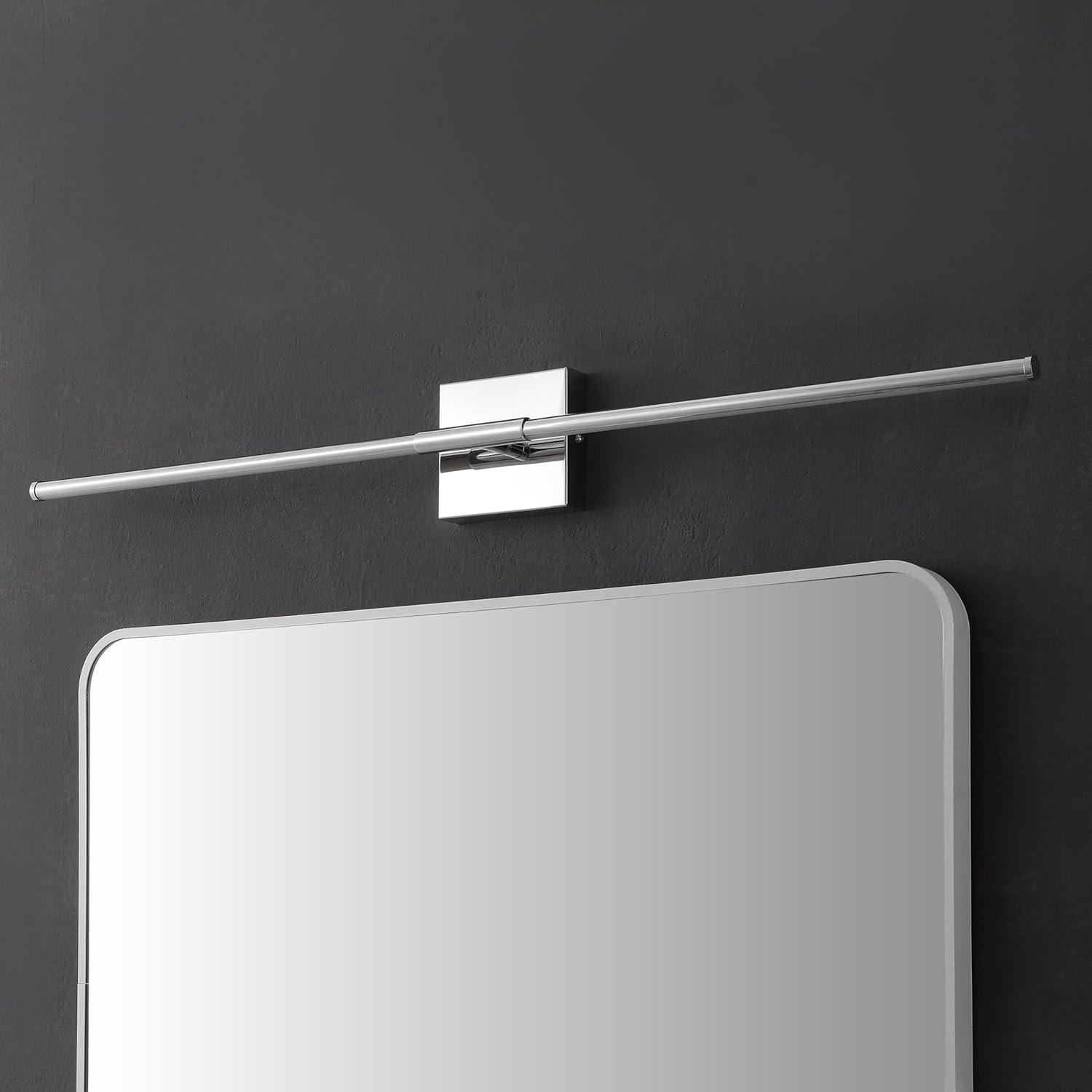 imageJONATHAN Y JYL7022B Makena 28quot Dimmable Integrated LED Metal Wall Sconce MinimalisticModernContemporary 3000K LED Bulbs for Bedroom Living Room Bathroom Hallway GoldChrome