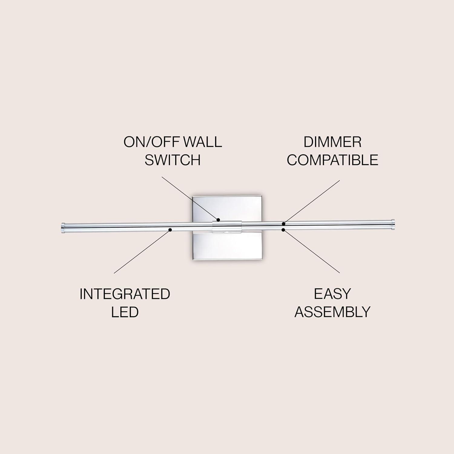 imageJONATHAN Y JYL7022B Makena 28quot Dimmable Integrated LED Metal Wall Sconce MinimalisticModernContemporary 3000K LED Bulbs for Bedroom Living Room Bathroom Hallway GoldChrome