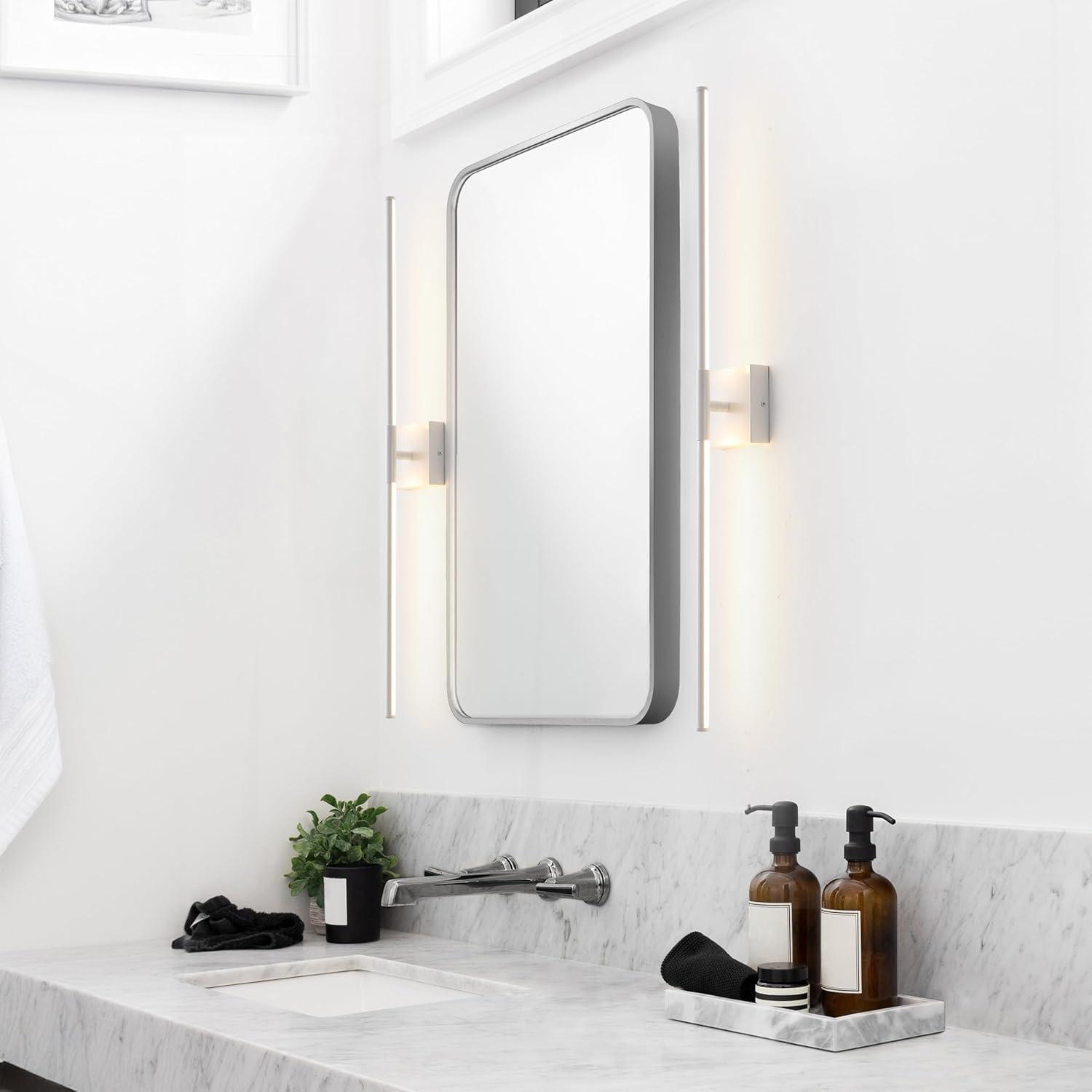 imageJONATHAN Y JYL7022B Makena 28quot Dimmable Integrated LED Metal Wall Sconce MinimalisticModernContemporary 3000K LED Bulbs for Bedroom Living Room Bathroom Hallway GoldWhite