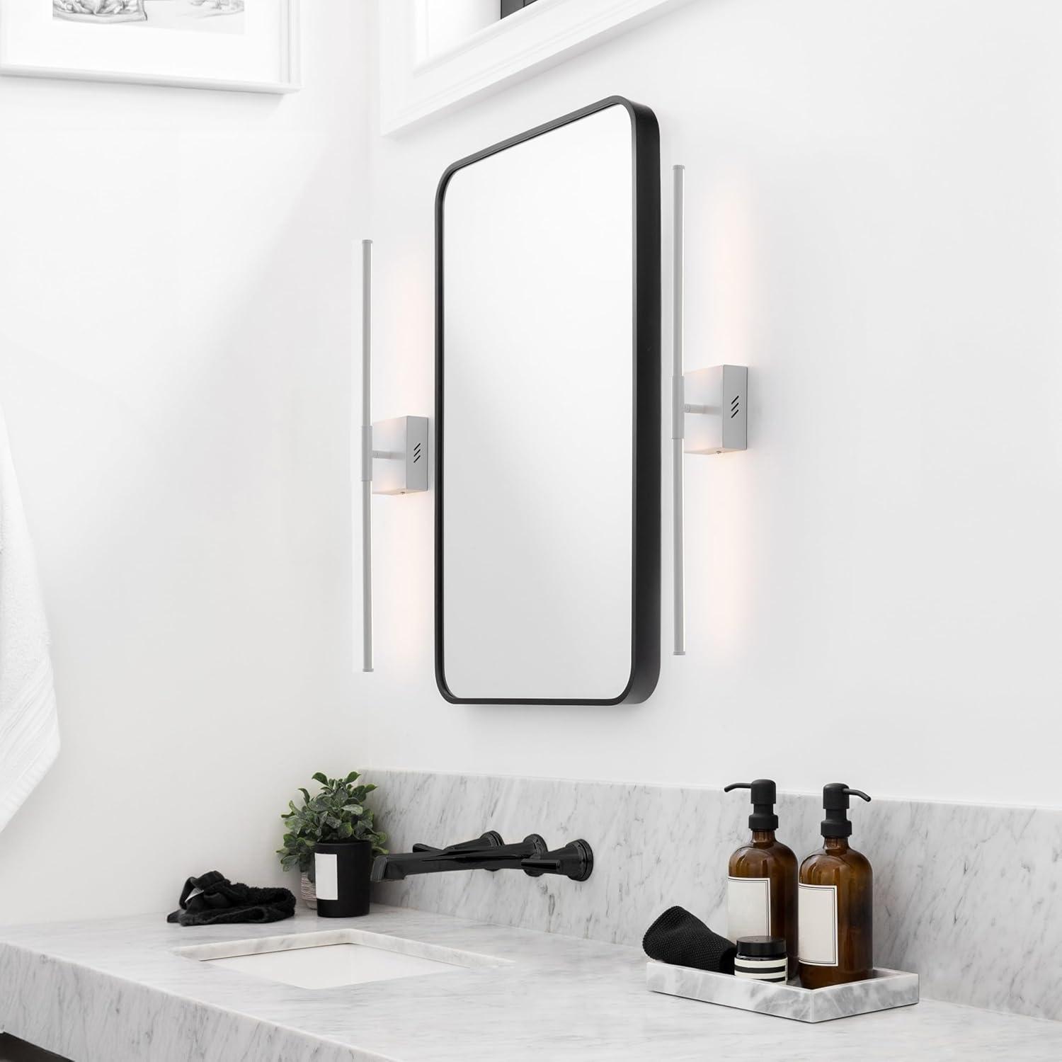 imageJONATHAN Y JYL7022B Makena 28quot Dimmable Integrated LED Metal Wall Sconce MinimalisticModernContemporary 3000K LED Bulbs for Bedroom Living Room Bathroom Hallway GoldWhite