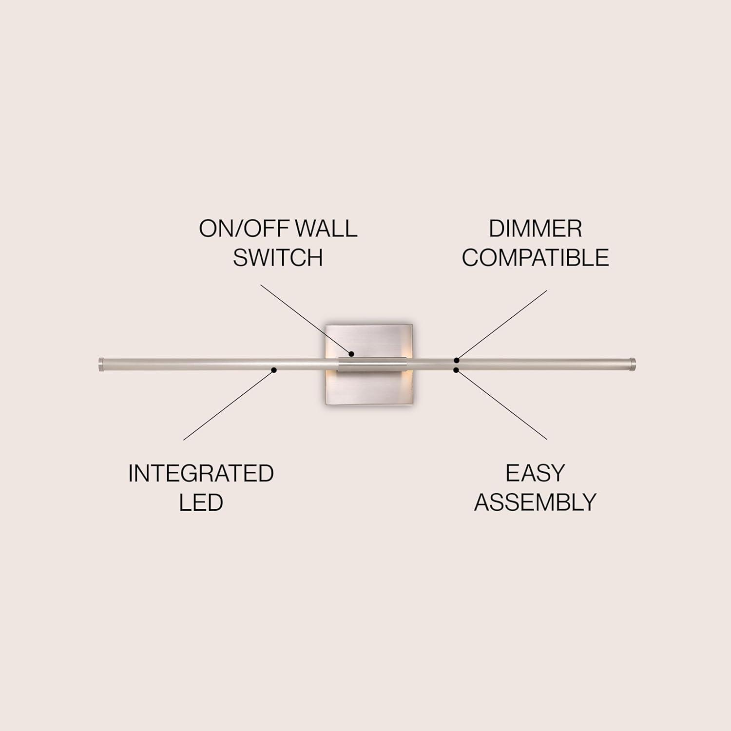 imageJONATHAN Y JYL7022B Makena 28quot Dimmable Integrated LED Metal Wall Sconce MinimalisticModernContemporary 3000K LED Bulbs for Bedroom Living Room Bathroom Hallway GoldNickel