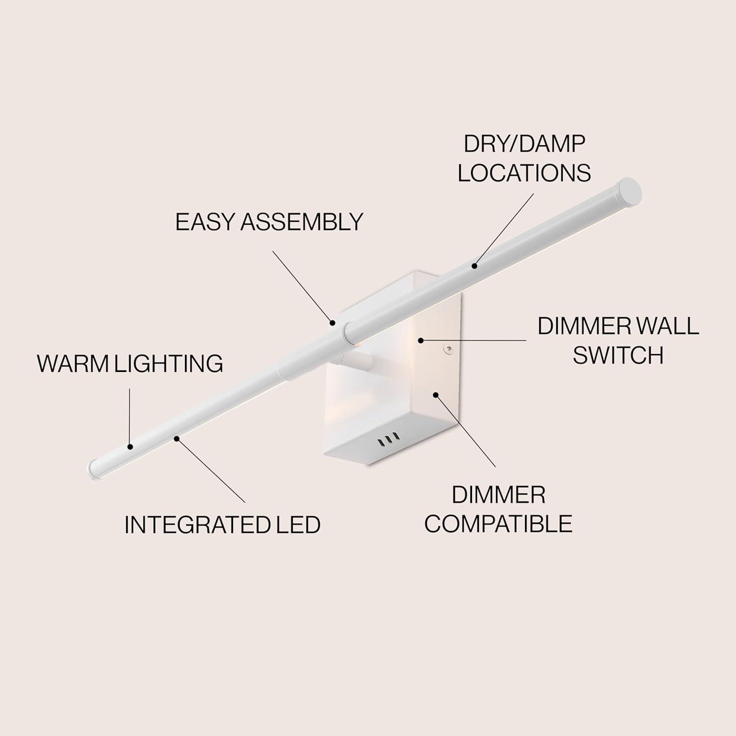 imageJONATHAN Y JYL7022B Makena 28quot Dimmable Integrated LED Metal Wall Sconce MinimalisticModernContemporary 3000K LED Bulbs for Bedroom Living Room Bathroom Hallway GoldWhite