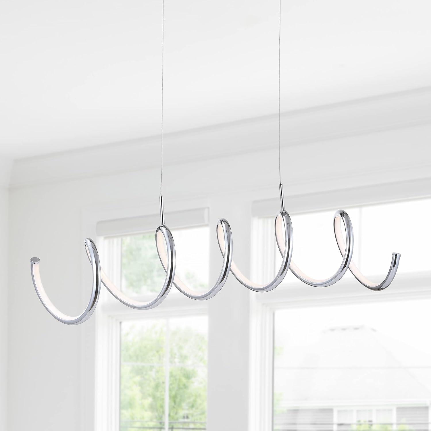 imageJONATHAN Y JYL7024B Ali 31quot Dimmable Adjustable Integrated LED Metal Linear Pendant Minimalistic Modern Contemporary Dining Room Living Room Kitchen Foyer Bedroom Hallway BlackChrome