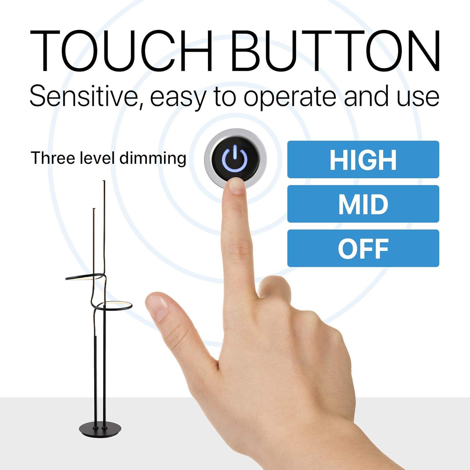 imageJONATHAN Y JYL7028A Sketch 64quot Minimalist Dimmable Metal Integrated LED Floor Lamp ContemporaryMinimalistModernGlam for Bedrooms Living Room Office Reading ChromeBlack