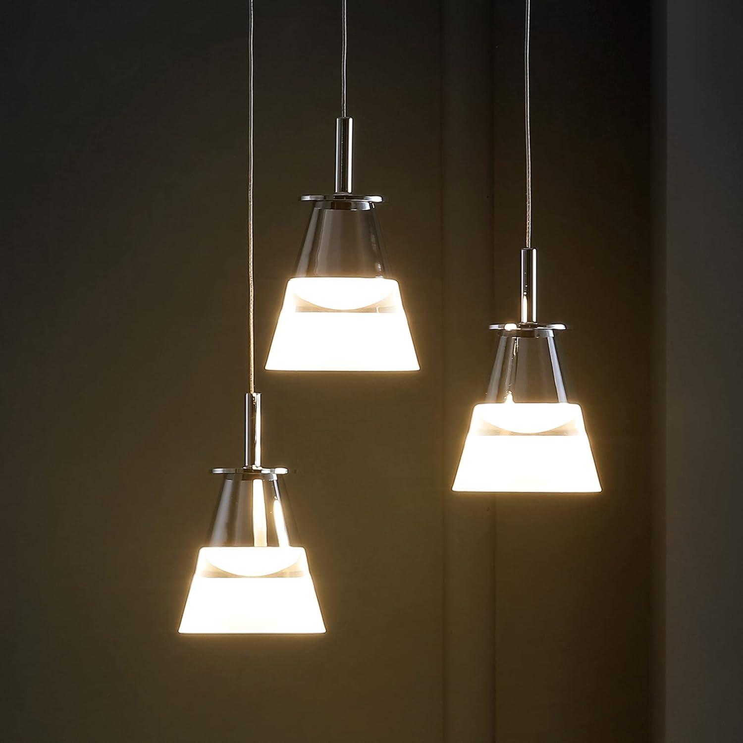 imageJONATHAN Y JYL7035A Alain 5quot 1Light Adjustable Metal Integrated LED Pendant Contemporary Glam Midcentury Transitional Dimmable Dining Room Living Room Kitchen Bedroom Commercial Office ChromeWhite125 3Light