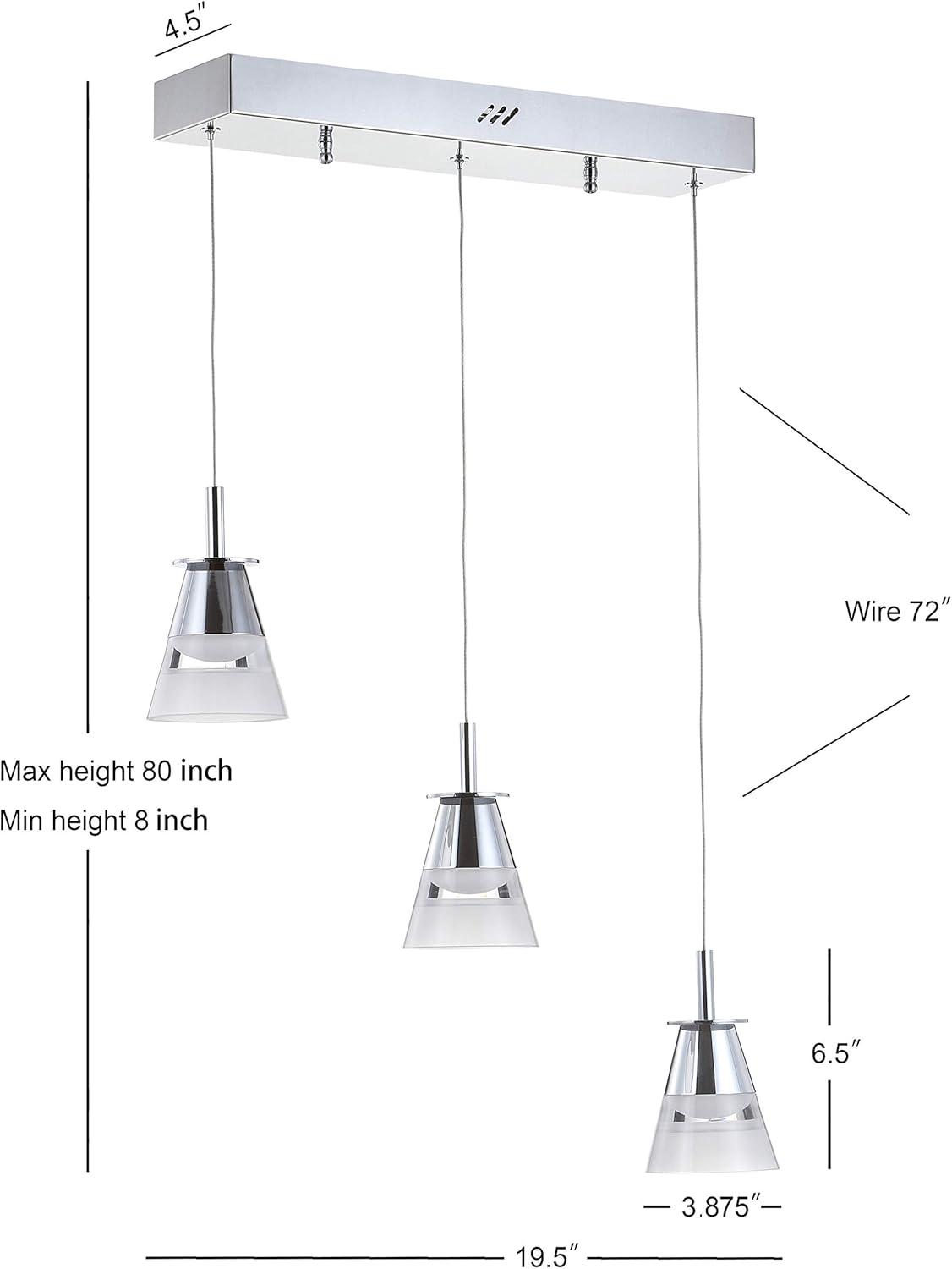 imageJONATHAN Y JYL7035A Alain 5quot 1Light Adjustable Metal Integrated LED Pendant Contemporary Glam Midcentury Transitional Dimmable Dining Room Living Room Kitchen Bedroom Commercial Office ChromeWhite195 3Light