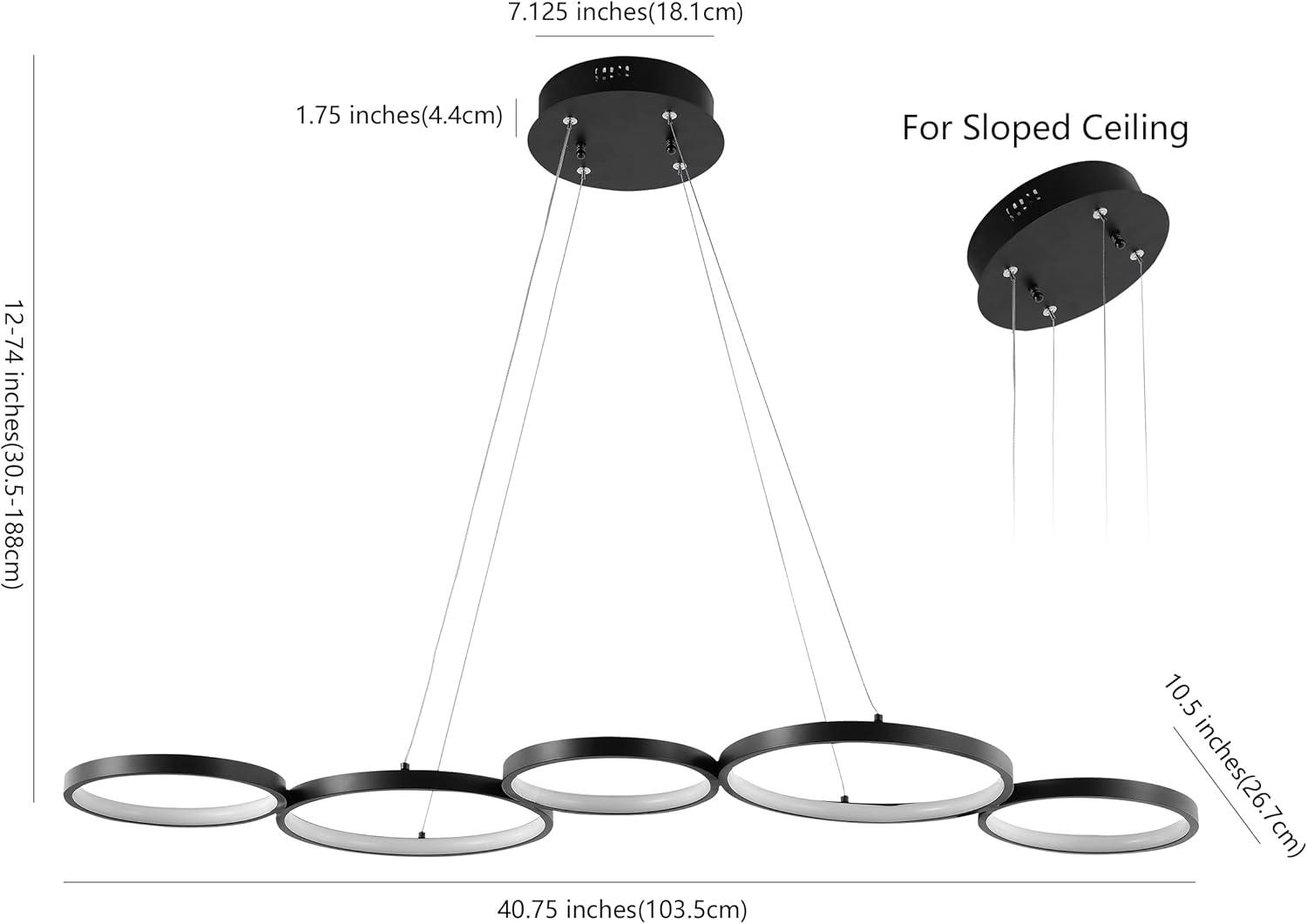 imageJONATHAN Y JYL7101A Roman 4075quot 5Light Bohemian Coastal Iron Linear Integrated LED Pendant Contemporary Industrial Adjustable Dining Room Living Room Kitchen Island Foyer Bedroom Hallway Black
