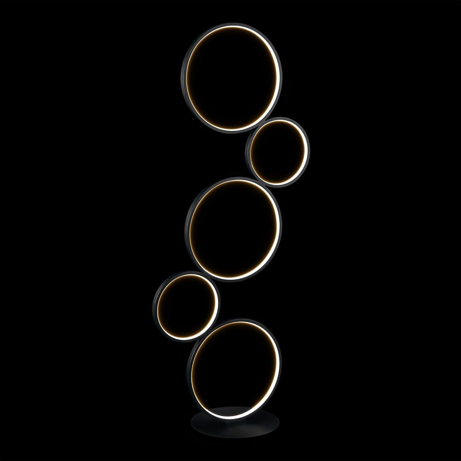 imageJONATHAN Y JYL7103A Pluto Stacked Circles 45quot 5Light Contemporary Modern IronAluminum Integrated LED Floor Lamp Standing Reading Lamp for Bedroom Living Room Office Black 180 inPluto Black