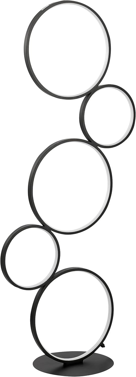 imageJONATHAN Y JYL7103A Pluto Stacked Circles 45quot 5Light Contemporary Modern IronAluminum Integrated LED Floor Lamp Standing Reading Lamp for Bedroom Living Room Office Black 180 inPluto Black