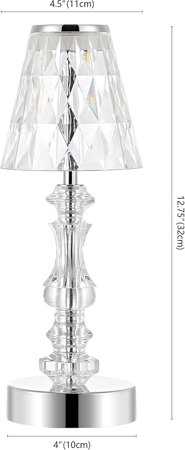 imageJONATHAN Y JYL7106A Lillian 1275quot Bohemian Classic Acrylic Rechargeable Integrated LED Table Lamp Contemporary Bedside Desk Nightstand Lamp for Bedroom Living Room Office ClearChrome