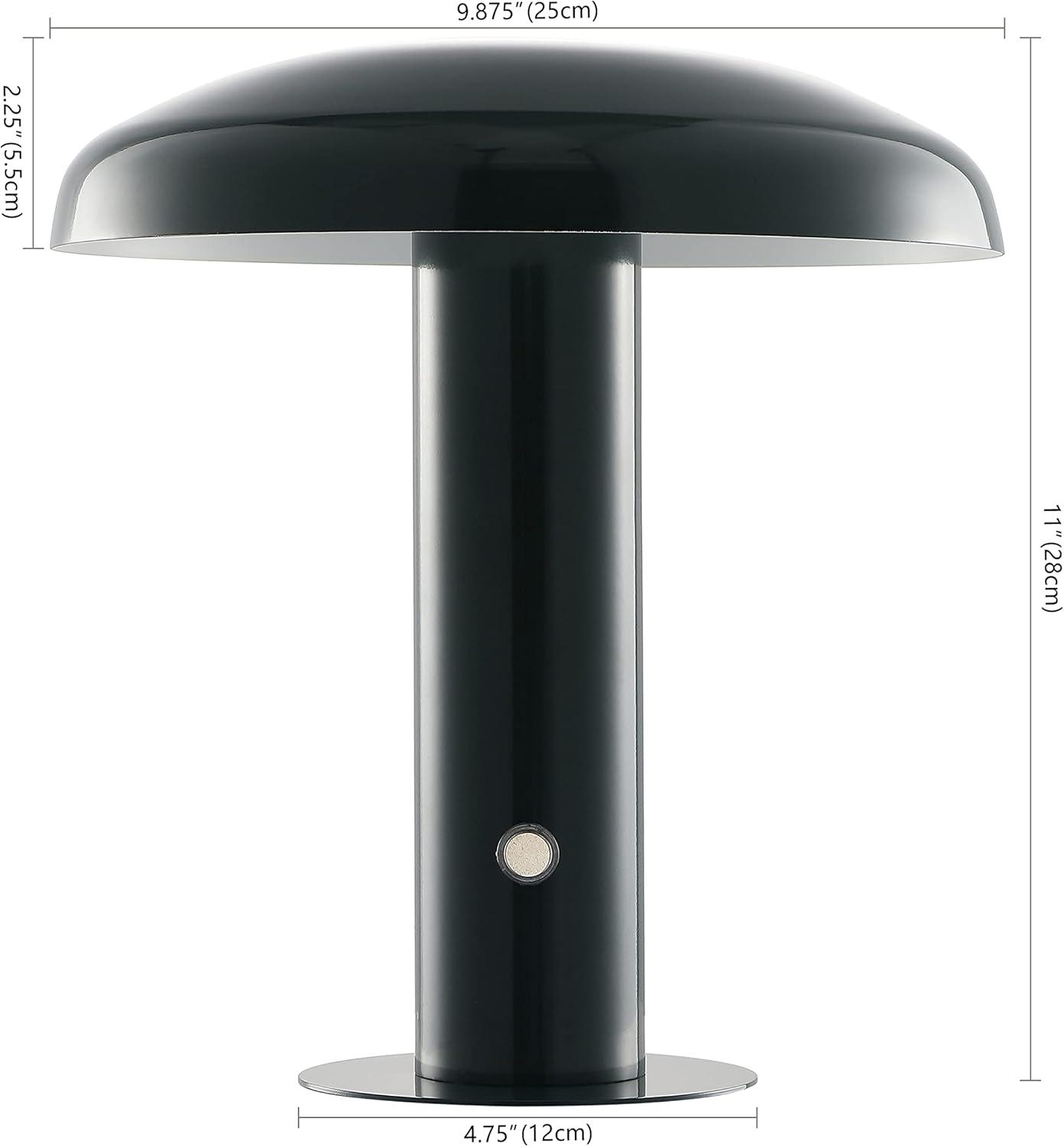 imageJONATHAN Y JYL7114A Suillius 11quot Contemporary Bohemian RechargeableCordless Portable Iron Integrated LED Mushroom Table Lamp Modern Coastal Bedside Desk Nightstand Lamp BlackForest Green