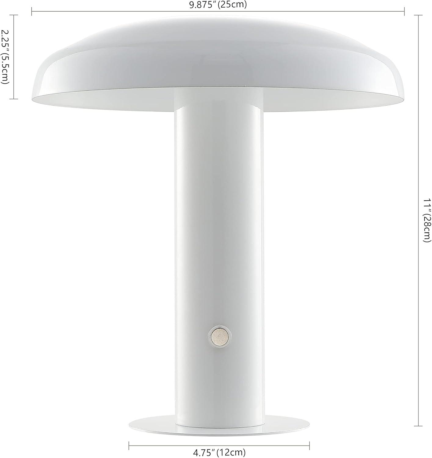 imageJONATHAN Y JYL7114A Suillius 11quot Contemporary Bohemian RechargeableCordless Portable Iron Integrated LED Mushroom Table Lamp Modern Coastal Bedside Desk Nightstand Lamp BlackWhite