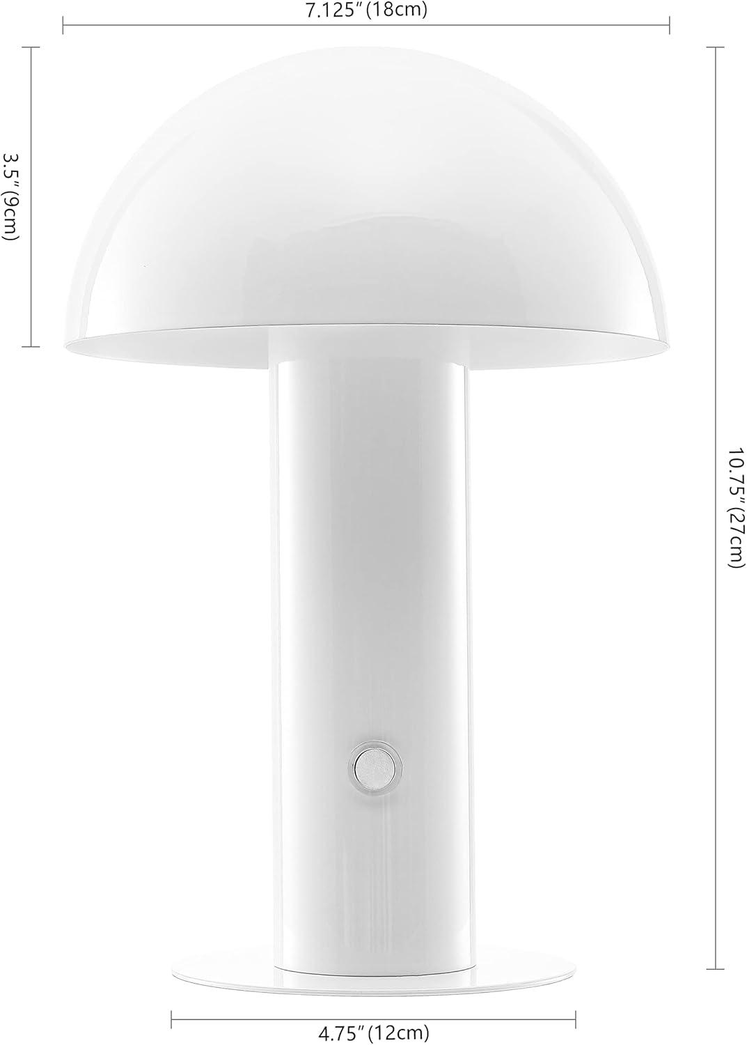 imageJONATHAN Y JYL7115B Boletus 1075quot Contemporary Bohemian RechargeableCordless Portable Iron Integrated LED Mushroom Table Lamp Modern Coastal Bedside Desk Nightstand Lamp WhiteWhite