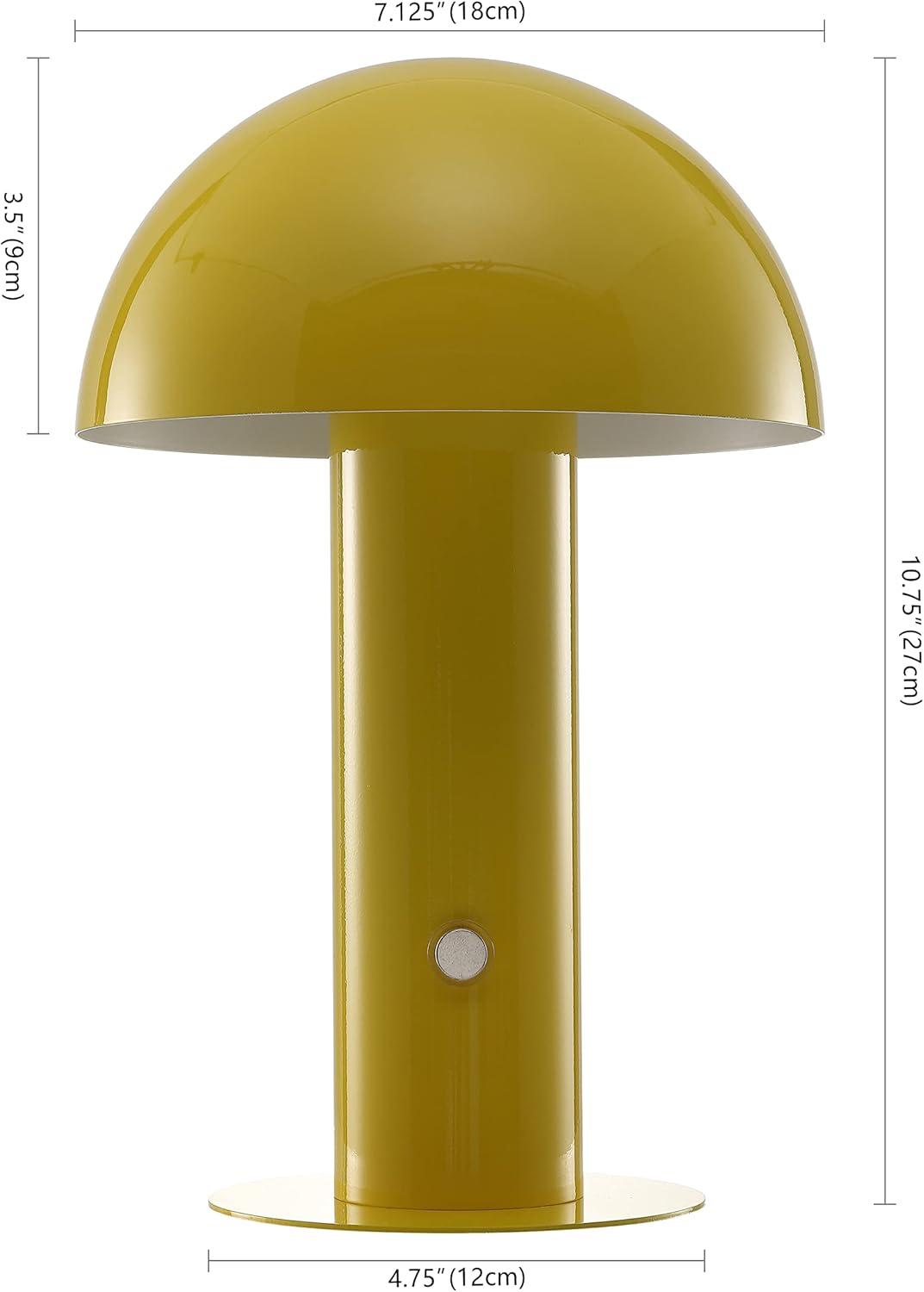 imageJONATHAN Y JYL7115B Boletus 1075quot Contemporary Bohemian RechargeableCordless Portable Iron Integrated LED Mushroom Table Lamp Modern Coastal Bedside Desk Nightstand Lamp WhiteYellow