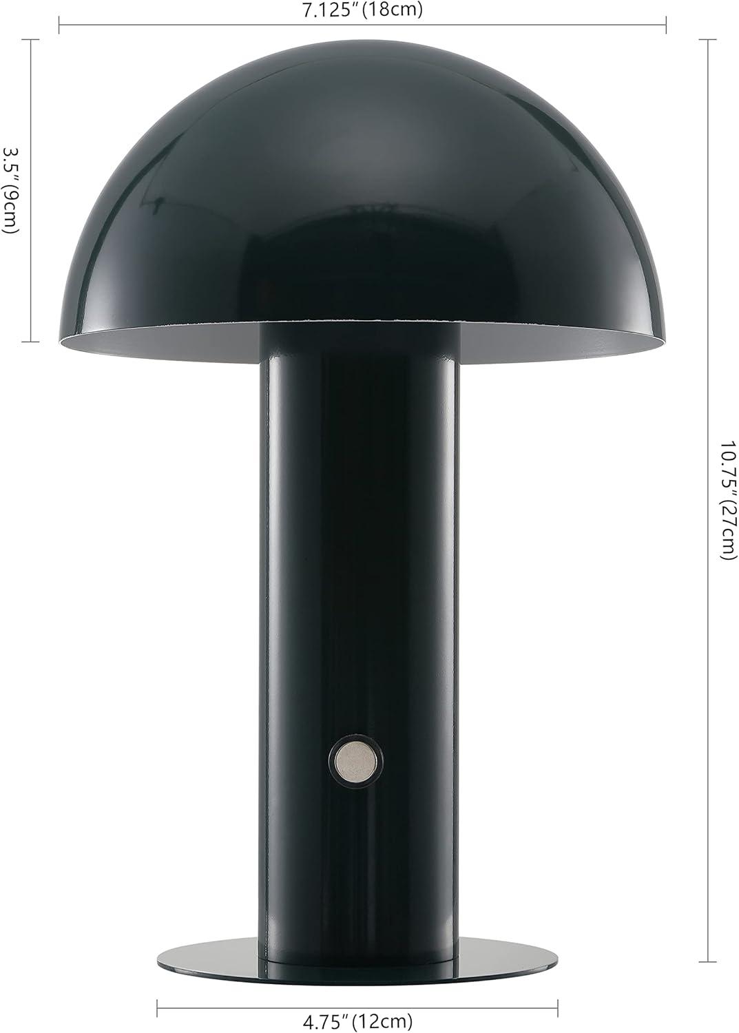 imageJONATHAN Y JYL7115B Boletus 1075quot Contemporary Bohemian RechargeableCordless Portable Iron Integrated LED Mushroom Table Lamp Modern Coastal Bedside Desk Nightstand Lamp WhiteForest Green