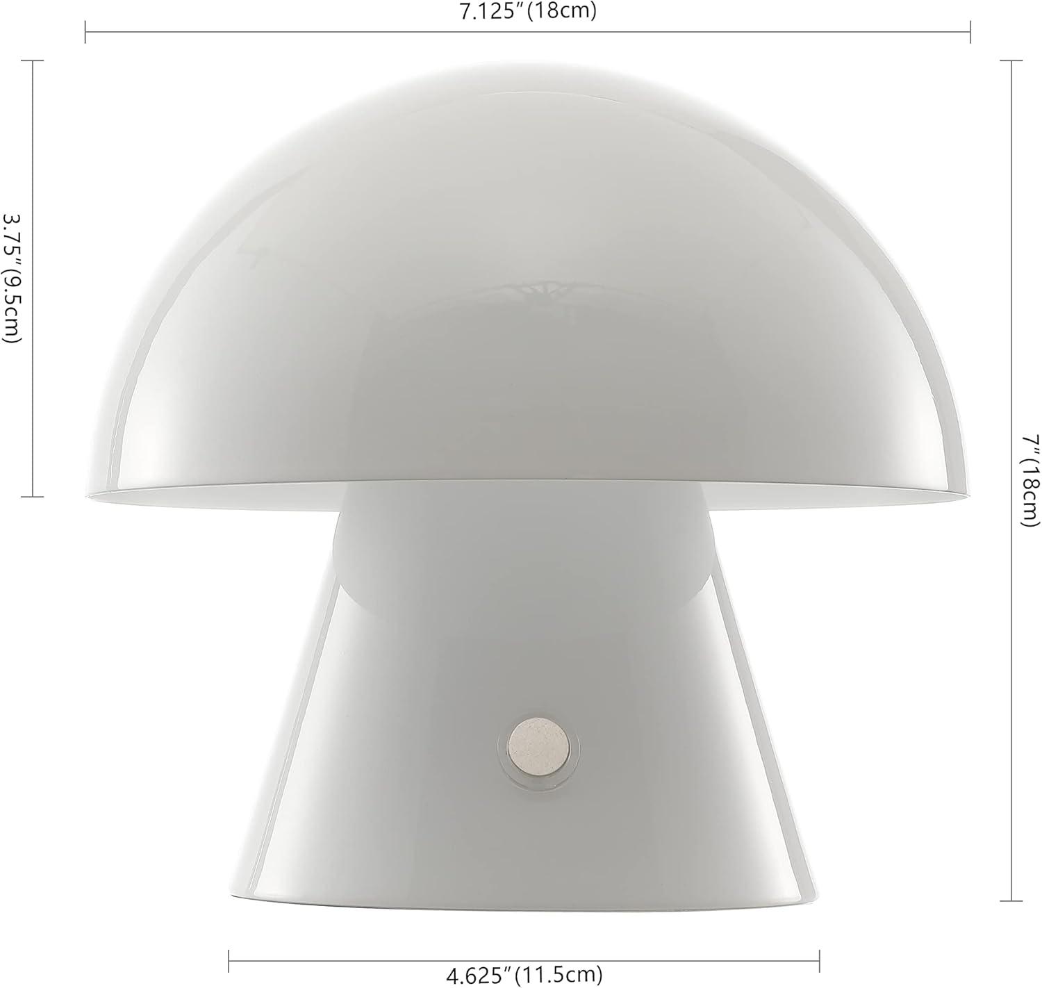 imageJONATHAN Y JYL7116C Porcini 7quot Contemporary Bohemian RechargeableCordless Portable Iron Integrated LED Mushroom Table Lamp Modern Coastal Bedside Desk Nightstand Lamp Forest GreenWhite