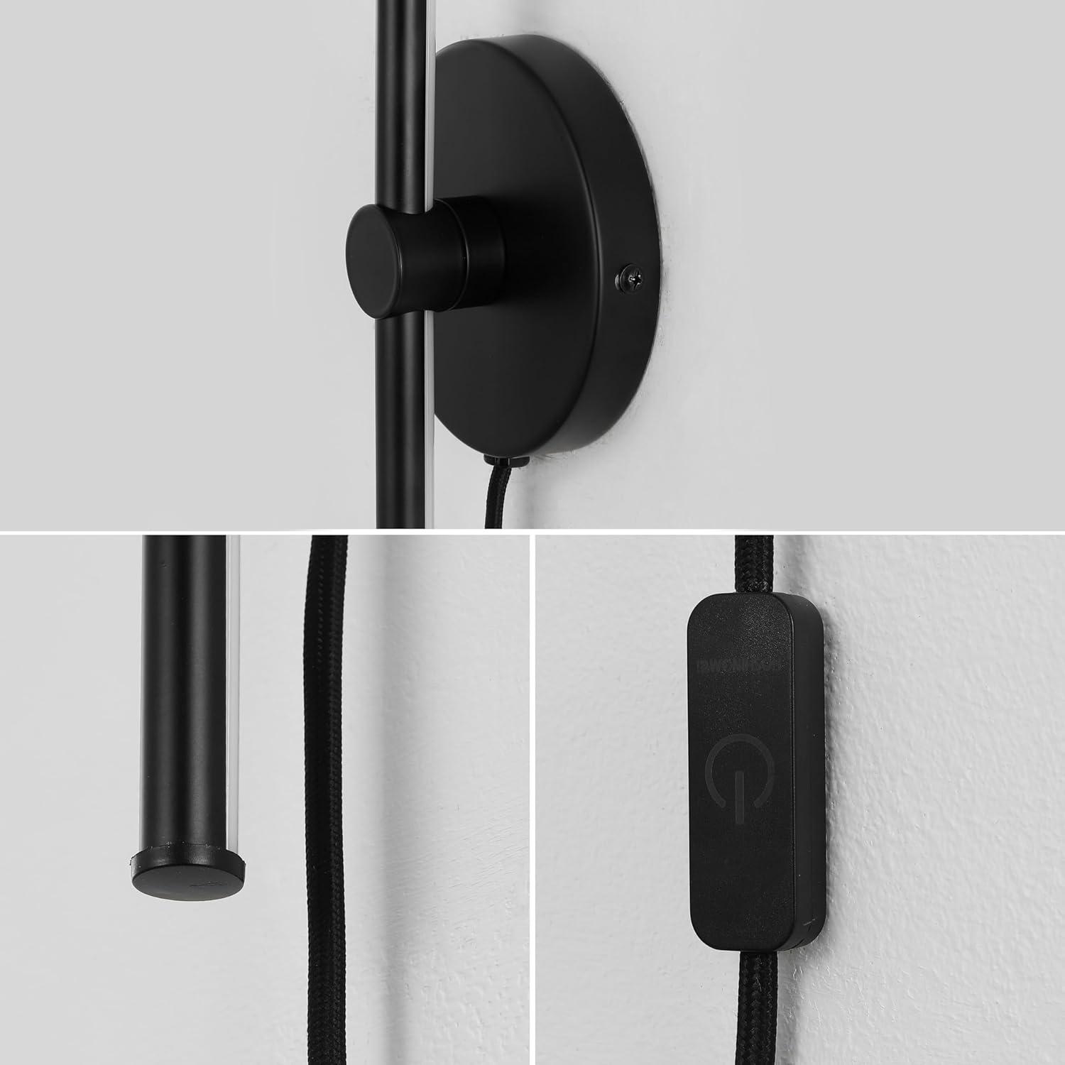 imageJONATHAN Y JYL7136A Anton 2725quot 1Light Modern Minimalist Iron Adjustable Bar Integrated LED Plugin Sconce Black for Entry Living Room Dining Room and BedroomBlack