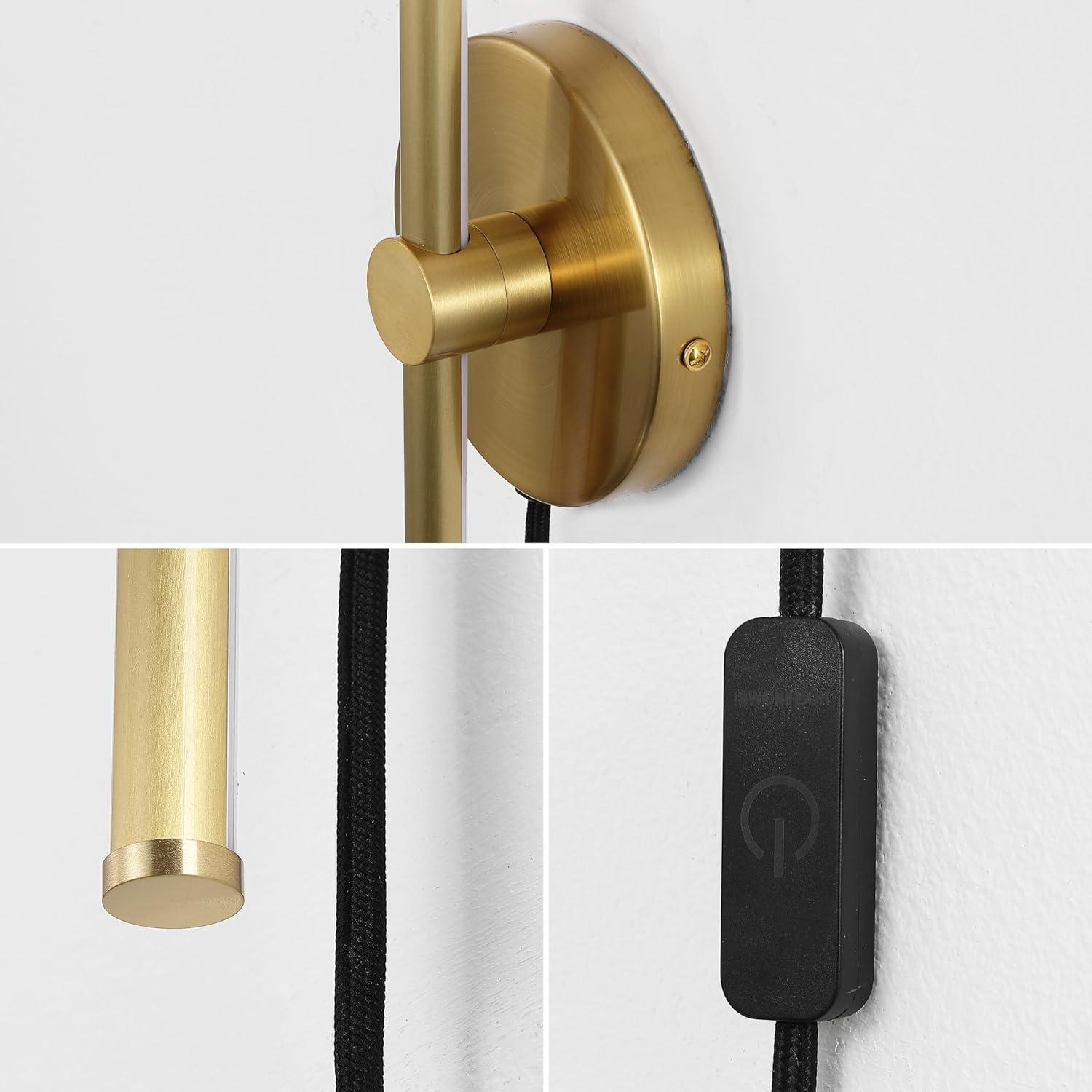 imageJONATHAN Y JYL7136A Anton 2725quot 1Light Modern Minimalist Iron Adjustable Bar Integrated LED Plugin Sconce Black for Entry Living Room Dining Room and BedroomBrass Gold