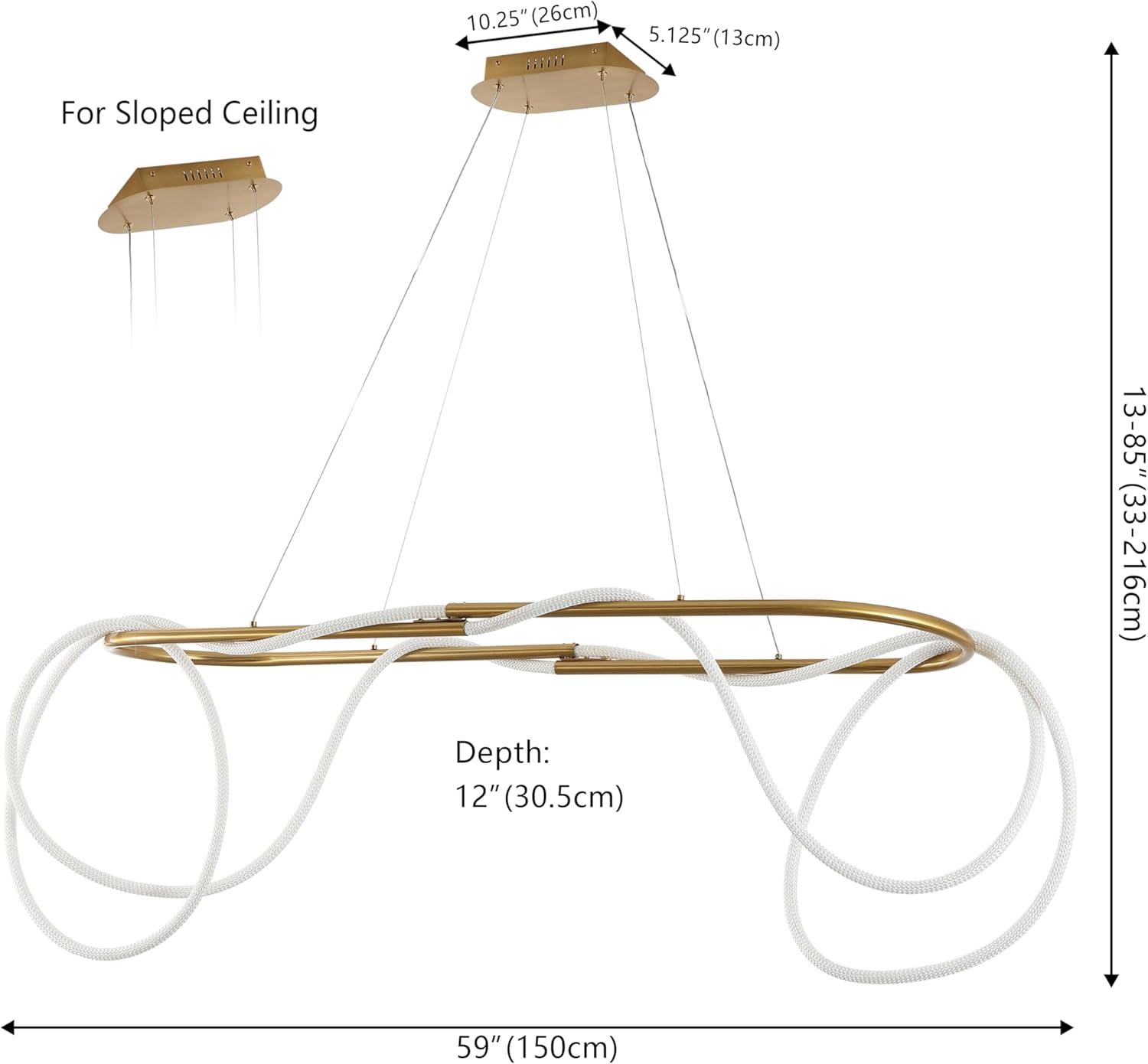 imageJONATHAN Y JYL7140B Lisette 25quot Contemporary Minimalist 360 Adjustable Silicone Neon Rope Dimmable Integrated LED Chandelier Black for Bedroom Living Room Kitchen Home Office Kids RoomBrass Gold