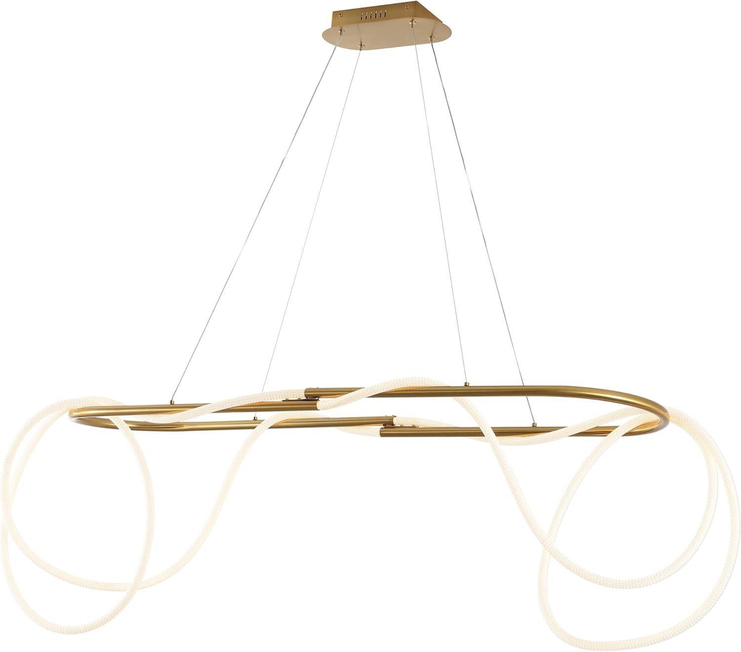 imageJONATHAN Y JYL7140B Lisette 25quot Contemporary Minimalist 360 Adjustable Silicone Neon Rope Dimmable Integrated LED Chandelier Black for Bedroom Living Room Kitchen Home Office Kids RoomBrass Gold