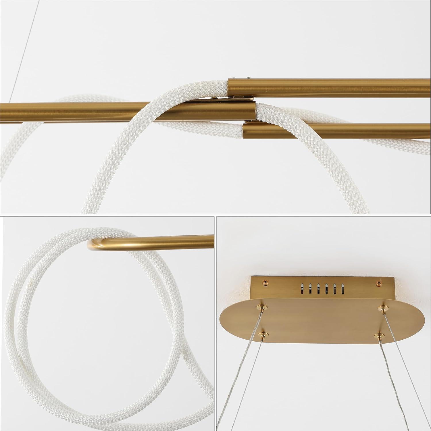 imageJONATHAN Y JYL7140B Lisette 25quot Contemporary Minimalist 360 Adjustable Silicone Neon Rope Dimmable Integrated LED Chandelier Black for Bedroom Living Room Kitchen Home Office Kids RoomBrass Gold