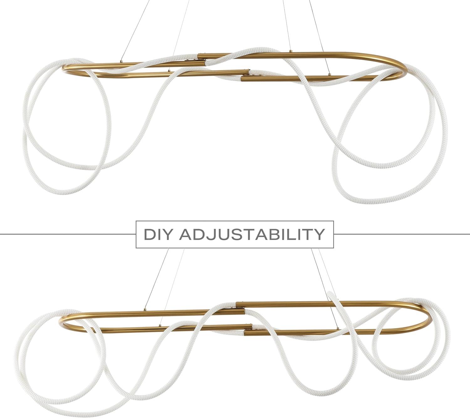 imageJONATHAN Y JYL7140B Lisette 25quot Contemporary Minimalist 360 Adjustable Silicone Neon Rope Dimmable Integrated LED Chandelier Black for Bedroom Living Room Kitchen Home Office Kids RoomBrass Gold