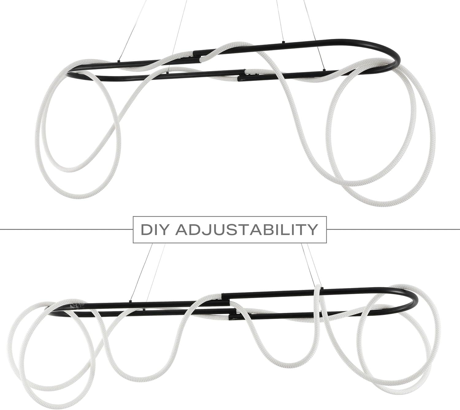 imageJONATHAN Y JYL7140B Lisette 25quot Contemporary Minimalist 360 Adjustable Silicone Neon Rope Dimmable Integrated LED Chandelier Black for Bedroom Living Room Kitchen Home Office Kids RoomBlack