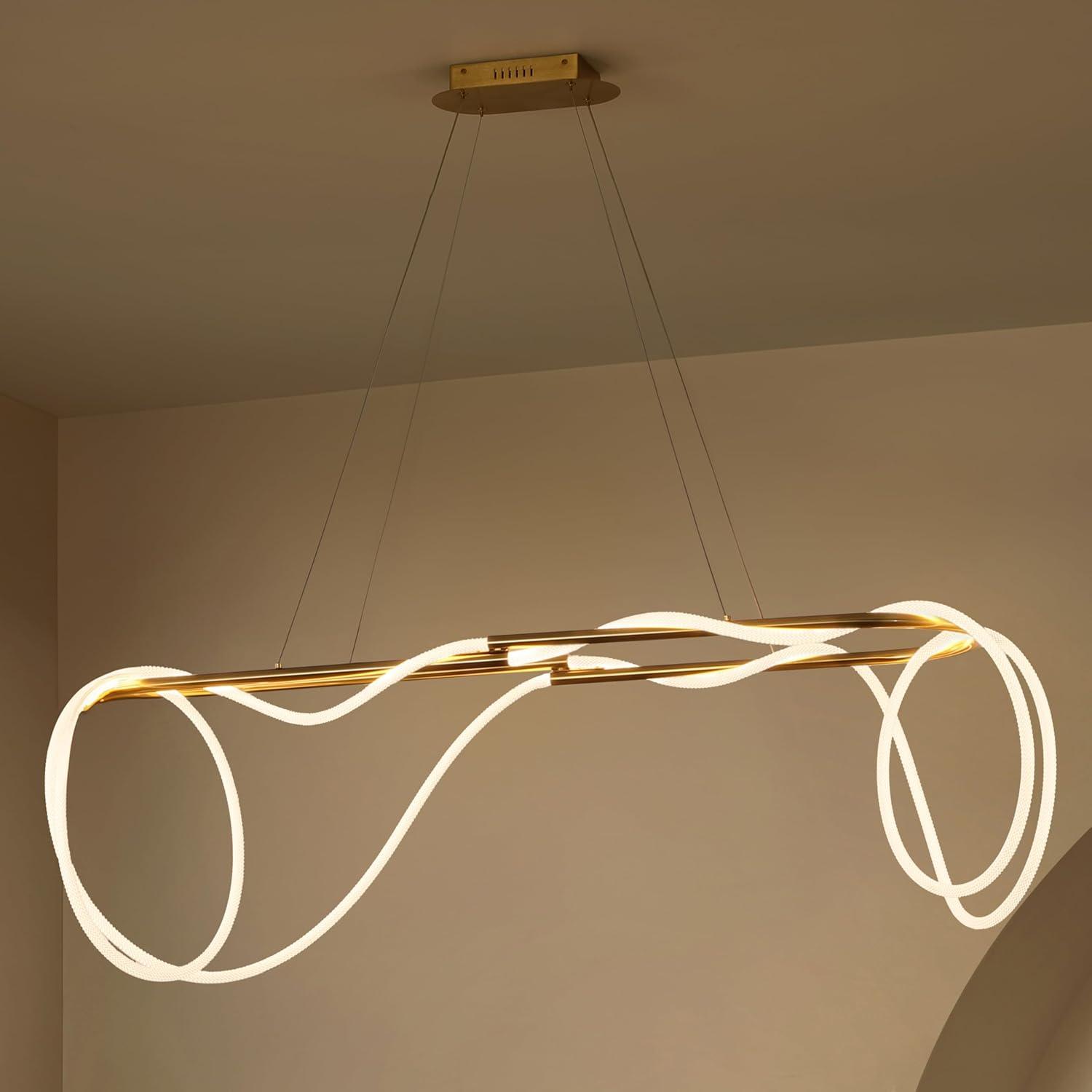 imageJONATHAN Y JYL7140B Lisette 25quot Contemporary Minimalist 360 Adjustable Silicone Neon Rope Dimmable Integrated LED Chandelier Black for Bedroom Living Room Kitchen Home Office Kids RoomBrass Gold