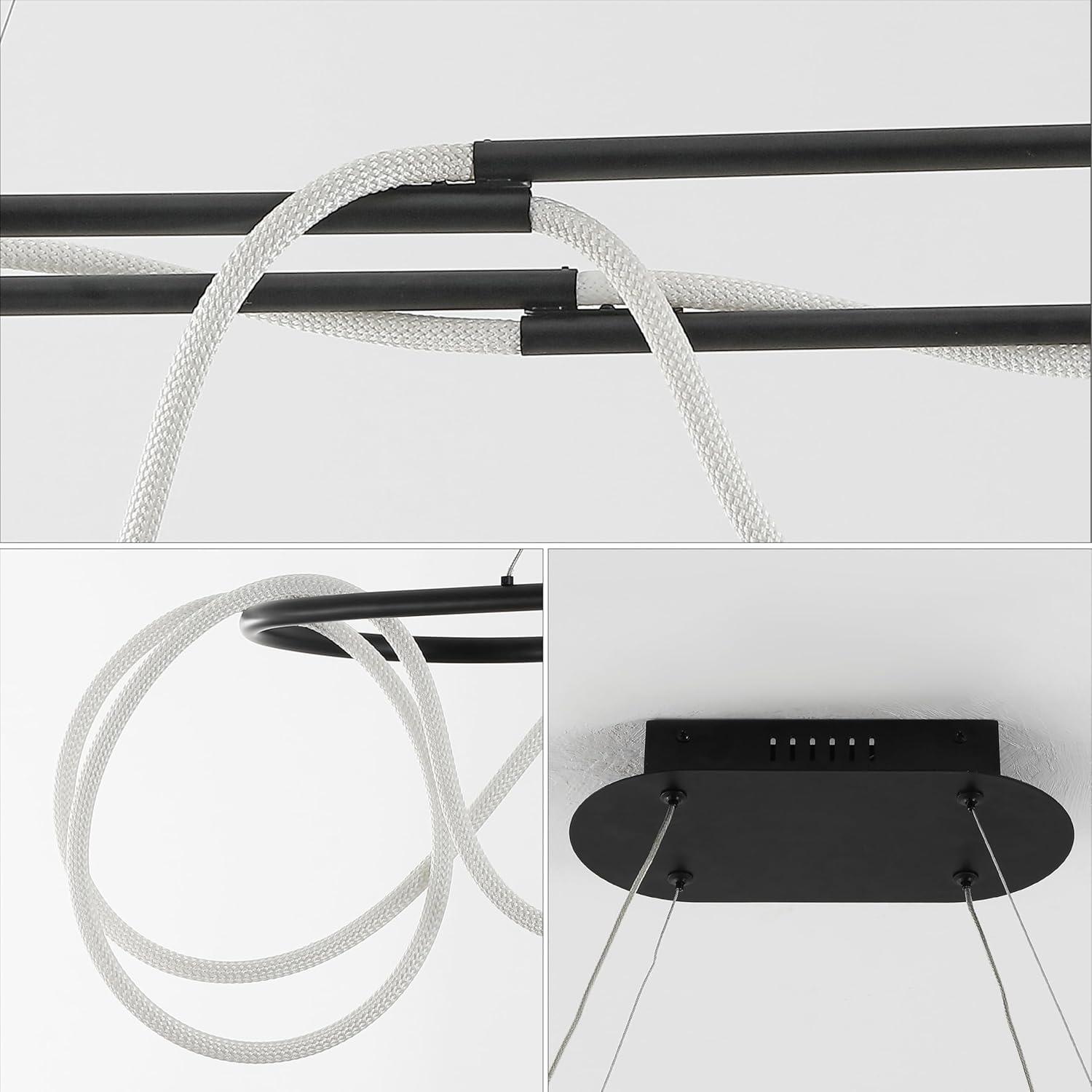 imageJONATHAN Y JYL7140B Lisette 25quot Contemporary Minimalist 360 Adjustable Silicone Neon Rope Dimmable Integrated LED Chandelier Black for Bedroom Living Room Kitchen Home Office Kids RoomBlack